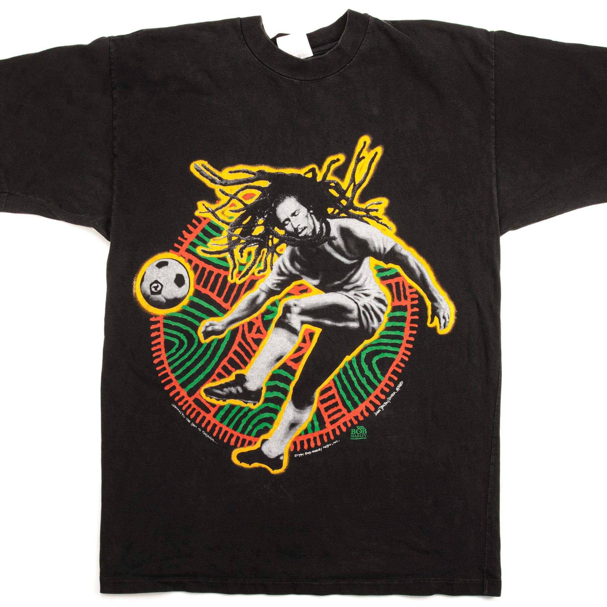 Vintage Bob Marley Reggae Soccer T-Shirt 1994 Retro Music Tee - Large Size - Perfect for Concerts, Festivals & Casual Wear