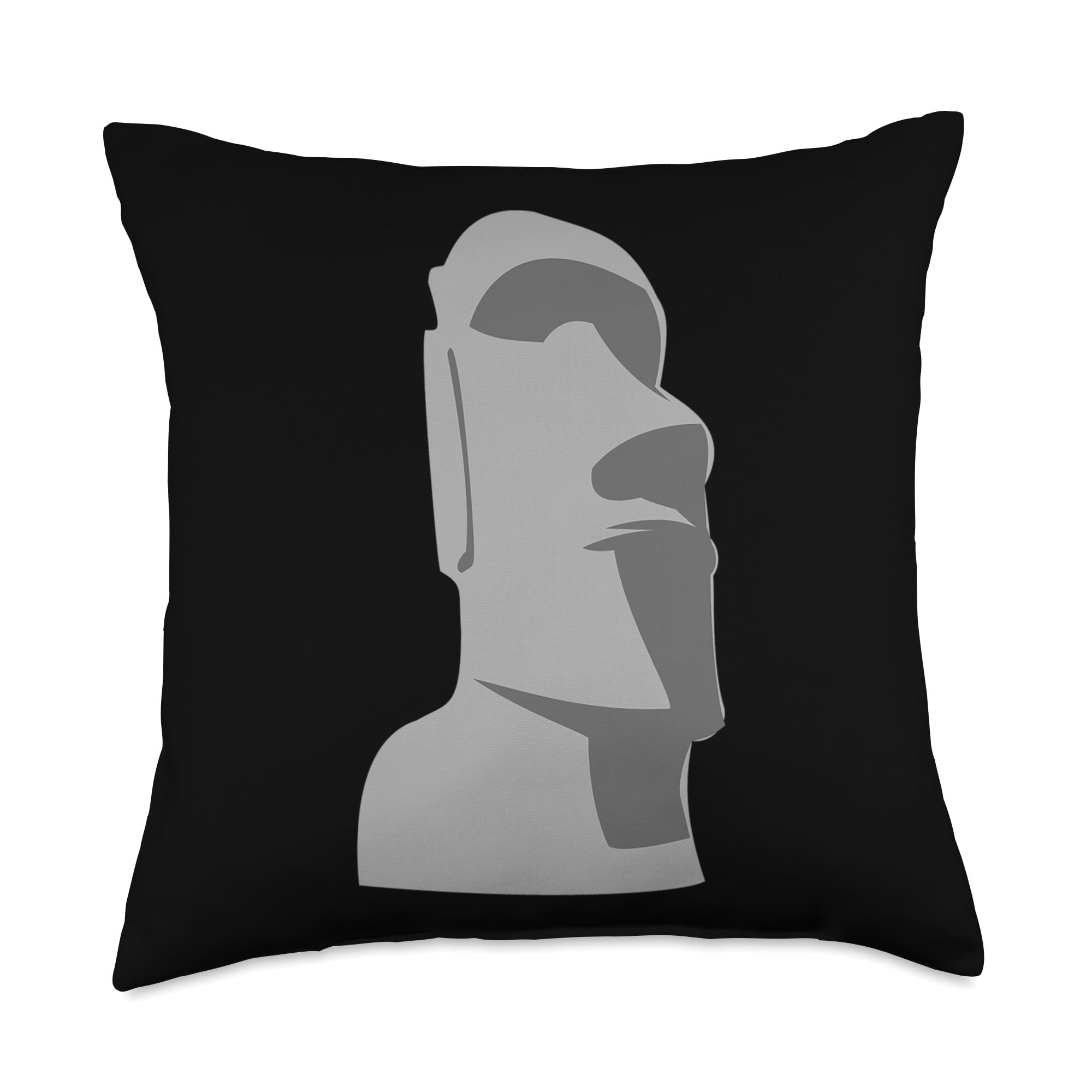 Easter Island Hawaiian Luau Gray Throw Pillow - Soft Decorative Cushion for Sofa, Bed, Living Room & Outdoor Patio