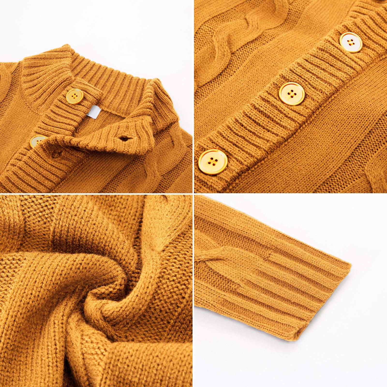 PJ PAUL JONES Men's Stand Collar Cable Knit Button Cardigan Sweater - Warm Winter Pullover for Office, Casual Outfits & Holiday Gatherings