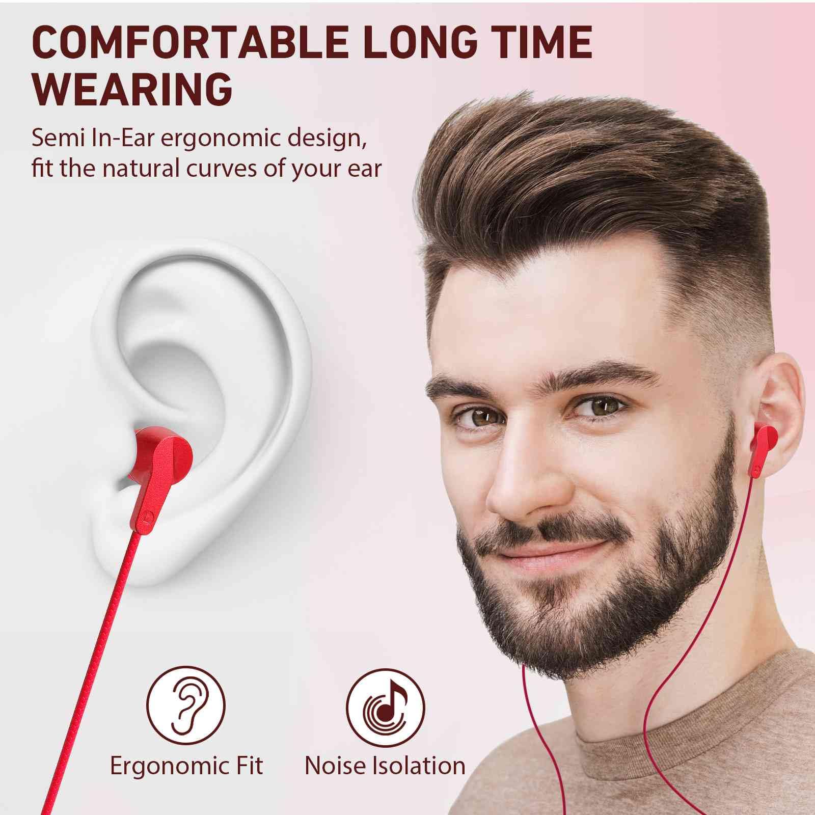 UrbanX R2 Wired in-Ear Headphones with Microphone - Tangle-Free Cord, Noise Isolating Earphones, Deep Bass, Soft Silicone Tips - Compatible with Xiaomi Mi 4c - Perfect for Commuting, Workouts & Gaming