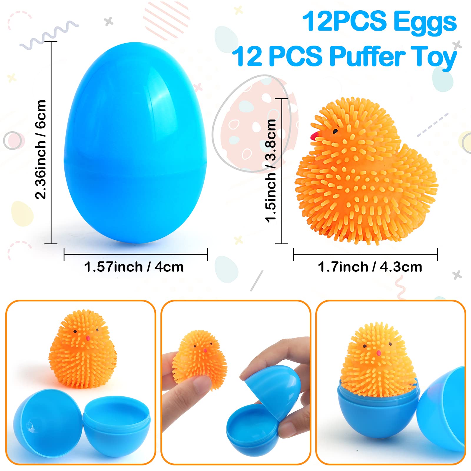 12 Pack LED Light Up Easter Egg Fillers - Glow in The Dark Stress Relief Squeeze Balls for Kids, Boys, Girls, Toddlers & Teens - Fun Easter Basket Stuffers & Party Favors for Easter Egg Hunt, Birthday Gifts & Sensory Fidget Toys