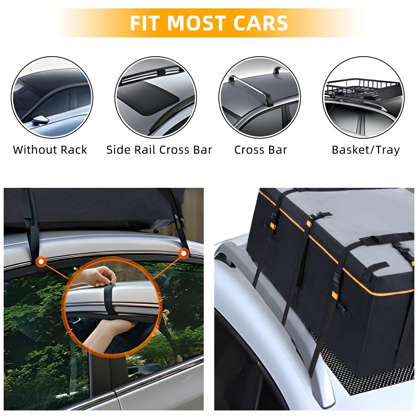 Heavy-Duty 20 Cubic Feet Rooftop Cargo Carrier - Universal Car Roof Bag with Anti-Slip Mat, 10 Reinforced Straps & 6 Door Hooks - Fits All Vehicles With/Without Roof Rack (Black) | Perfect for Road Trips, Camping Gear Storage & SUV Travel Accessories