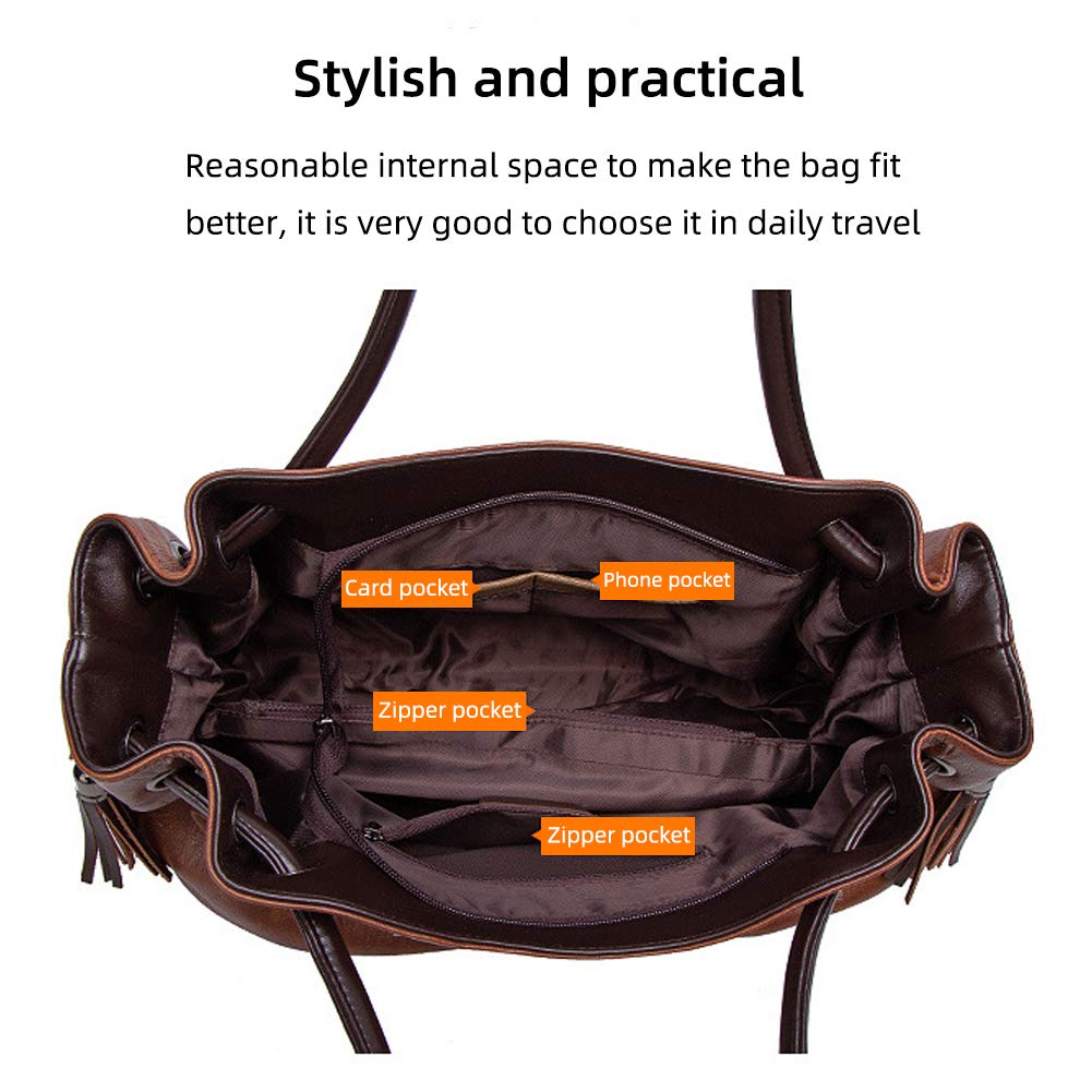 MINTEGRA Women's Hobo Shoulder Bag with Tassel - Large Capacity Top Handle Bucket Purse for Work, Travel & Everyday Use