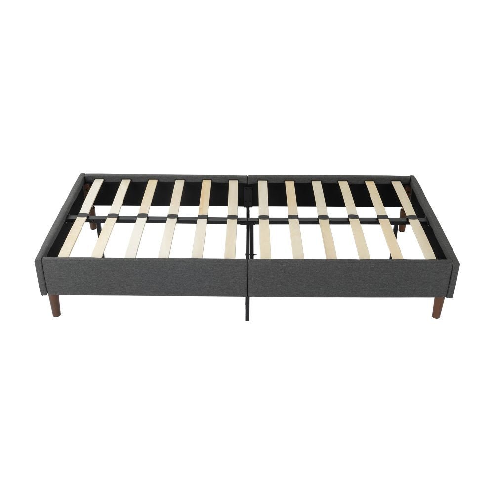 Alexandra Queen Bed Frame with Headboard - Dark Grey Wooden Platform Bed Base for Bedroom, Guest Room, or Master Suite