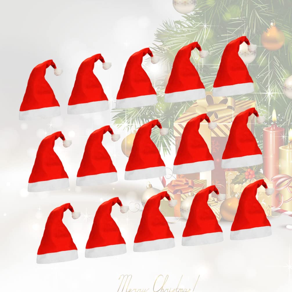 ABOOFAN 15 Pcs Christmas Party Hats - Festive Santa Claus Headdress for Kids & Adults, Thick Holiday Headwear for Xmas Celebrations, Family Gatherings & Office Parties