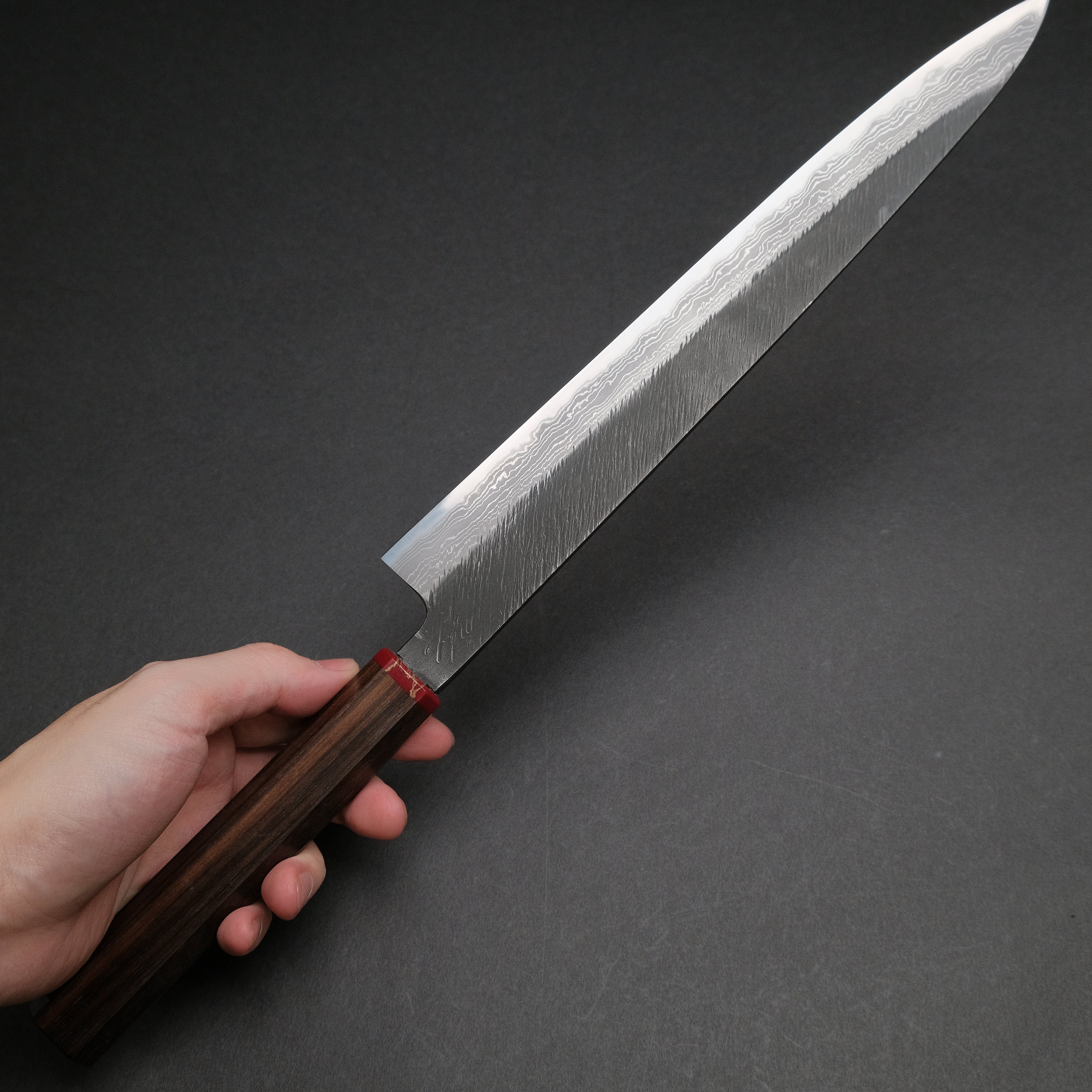 Premium Ajikataya White #2 Matsuba Damascus Sujihiki 270mm Japanese Chef Knife with Ebony & TQP Handle - Perfect for Slicing Sashimi, Meat, and Precision Cutting in Professional Kitchens