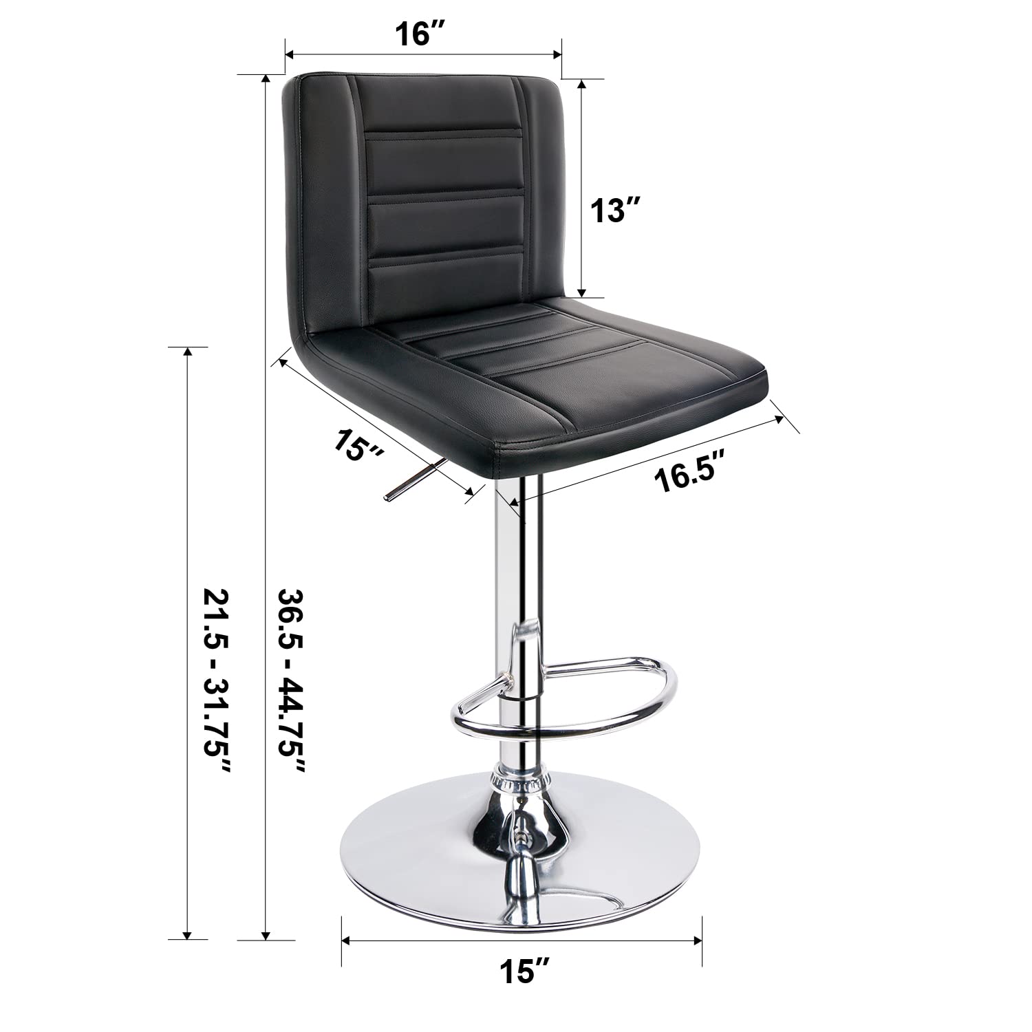Modern Adjustable Swivel Bar Stools Set of 2 with Back Support - Black Leopard Print for Kitchen Counter, Home Bar & Dining Room Decor
