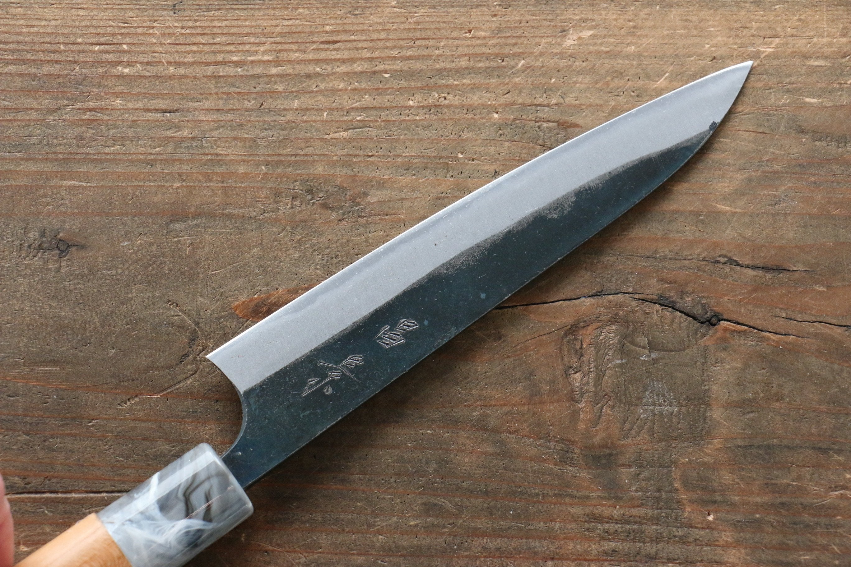Masakage Mizu Blue Steel No.2 Petty Knife 150mm - Japanese Chef's Utility Knife with Black Finish & American Cherry Wood Handle - Perfect for Slicing, Peeling and Precision Kitchen Tasks