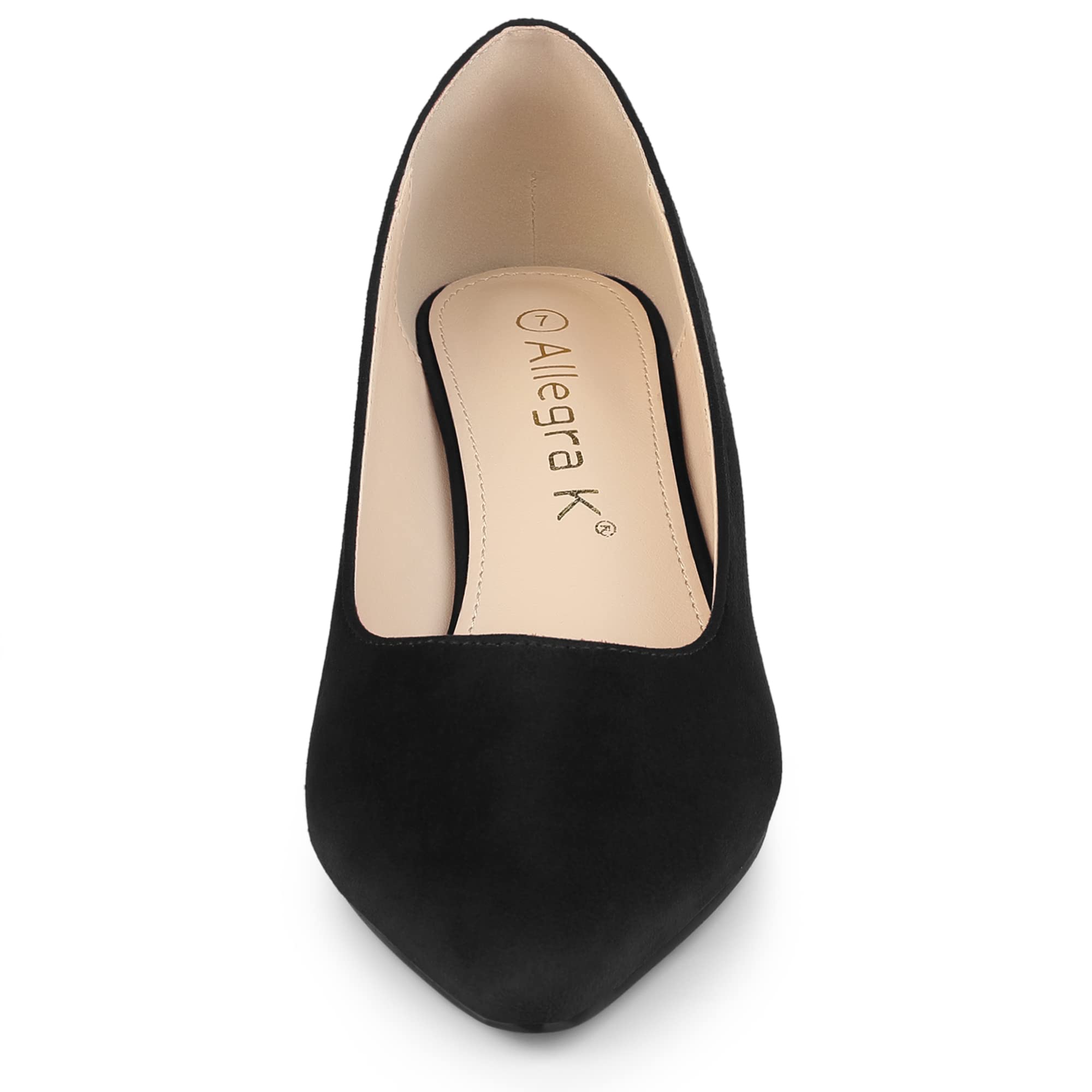 Allegra K Women's Pointed Toe Slip On Wedge Heel Pumps - Comfortable Dress Shoes for Office, Party & Wedding Occasions