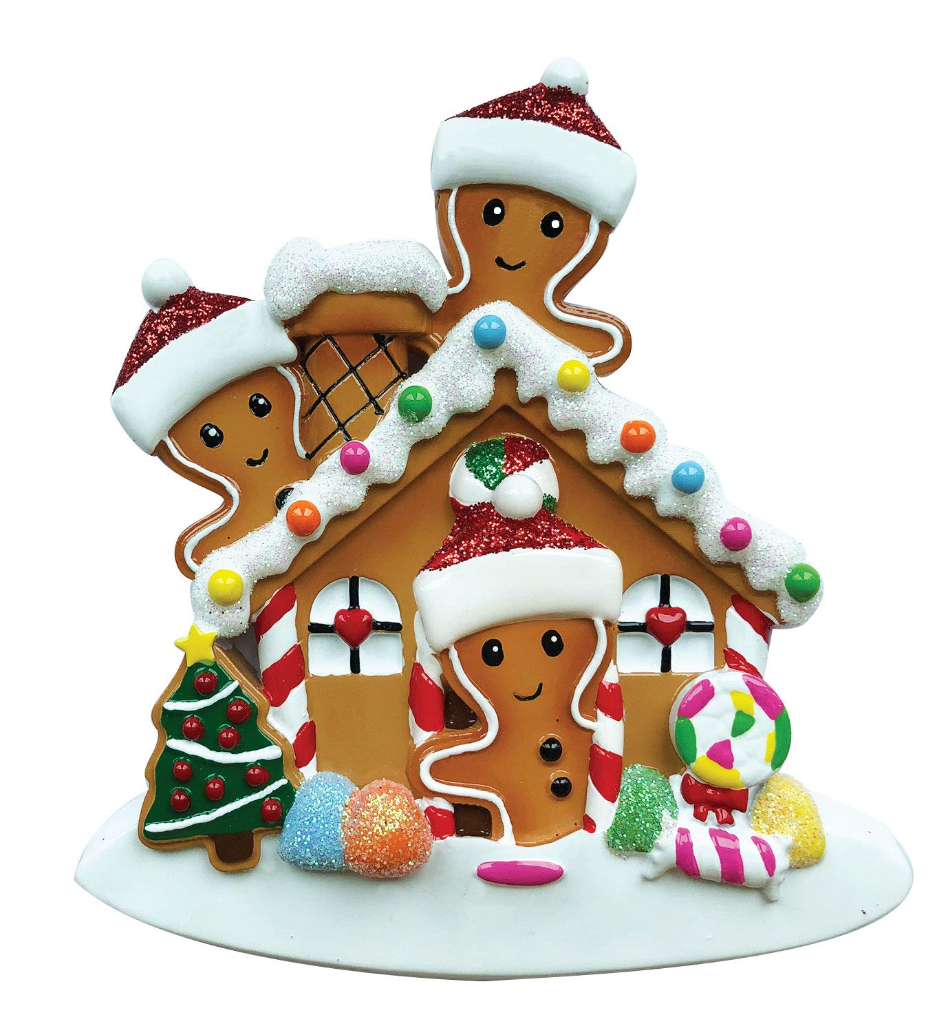 Custom Gingerbread House Christmas Ornament - Personalized Family of 3 Holiday Decoration | Perfect for Tree Decor, Gift Giving & Festive Home Decor