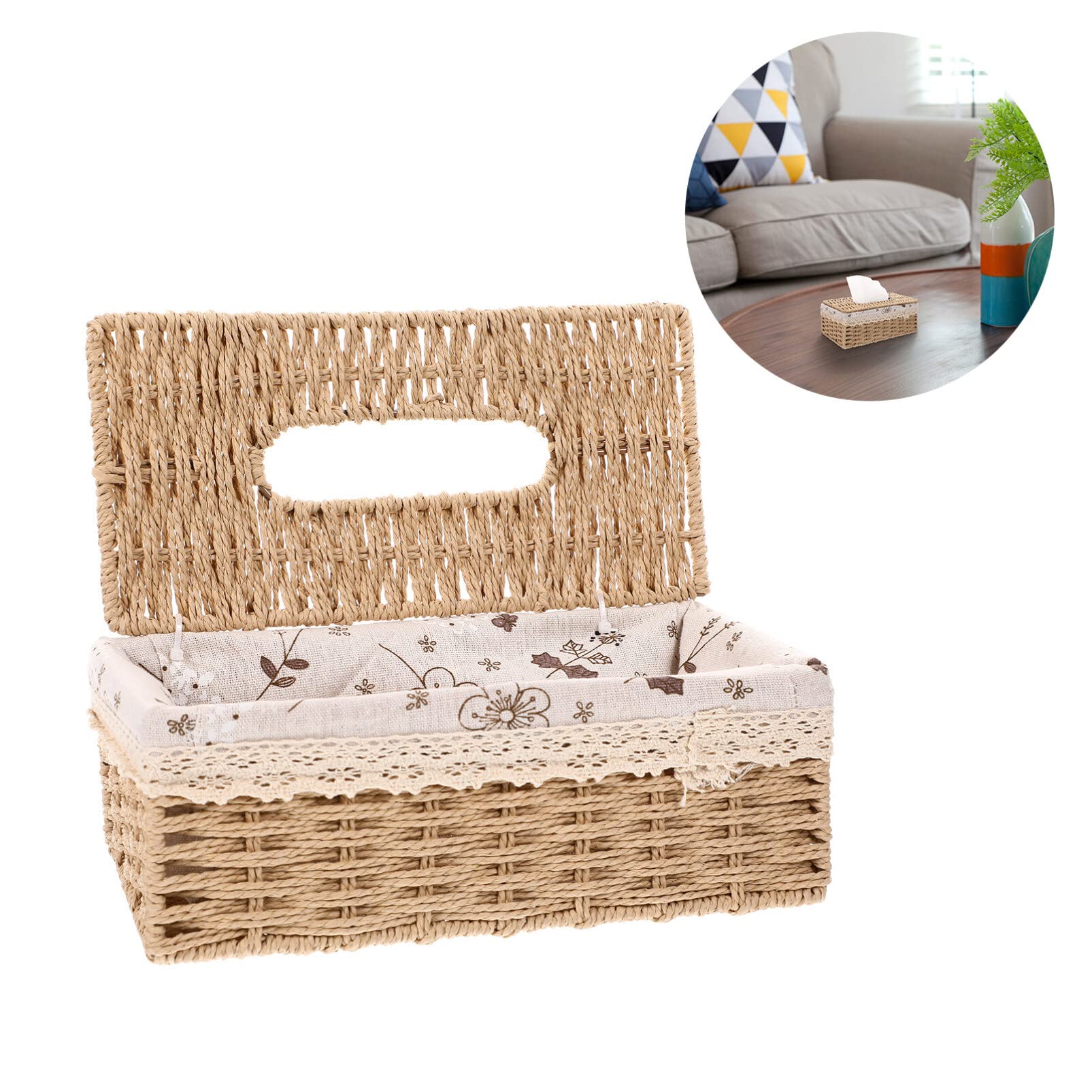 BESPORTBLE Rattan Storage Box - Eco-Friendly Paper Office Organizer for Files, Documents, and Stationery | Perfect for Home Office, Desk Organization, and Gift Packaging