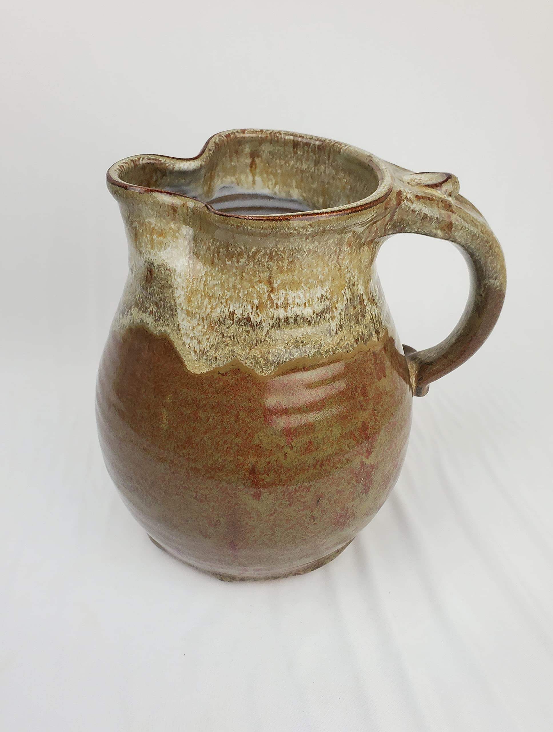 Handmade Large One Gallon Pitcher - Brownstone Hand Thrown Pottery Pitcher Crafted in North Carolina | Perfect for Iced Tea, Lemonade & Farmhouse Decor