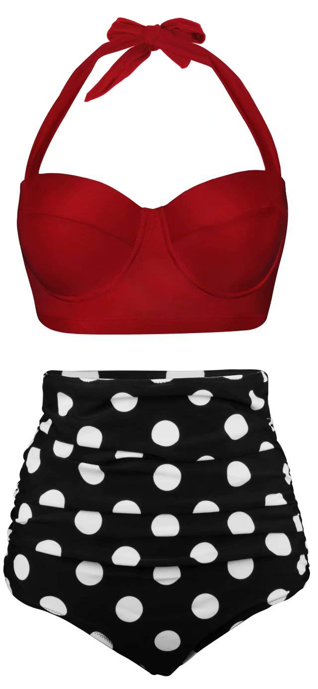 Angerella Women's Vintage Polka Dot High Waisted Bikini Set - Retro Swimwear for Beach, Pool & Summer Vacations