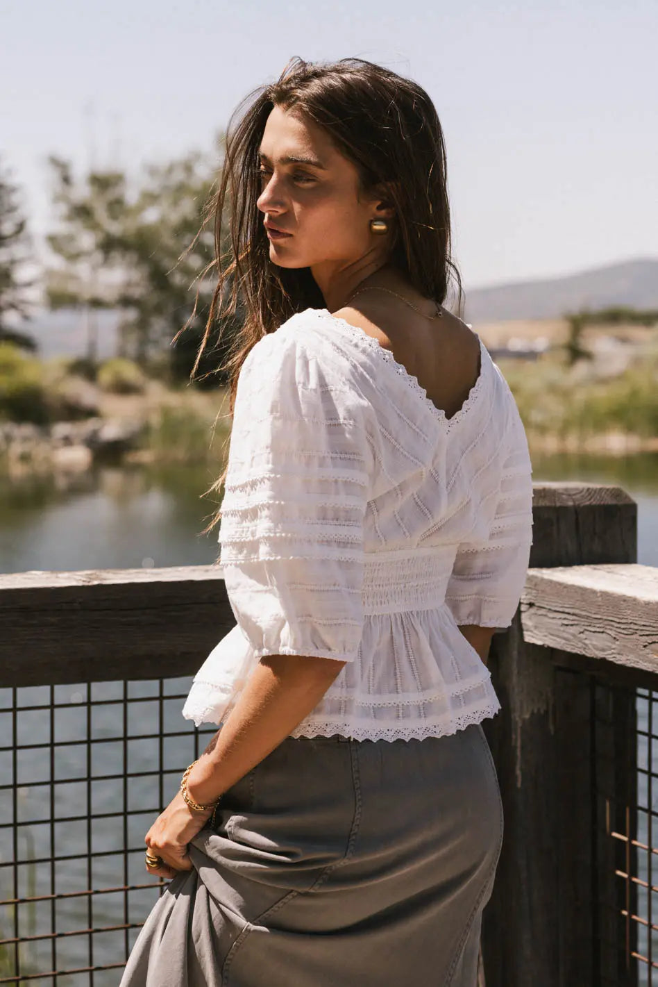 Nika Lace Ruffle Blouse for Women - Elegant Floral Lace Top with Ruffled Sleeves - Perfect for Date Night, Office Wear & Special Occasions