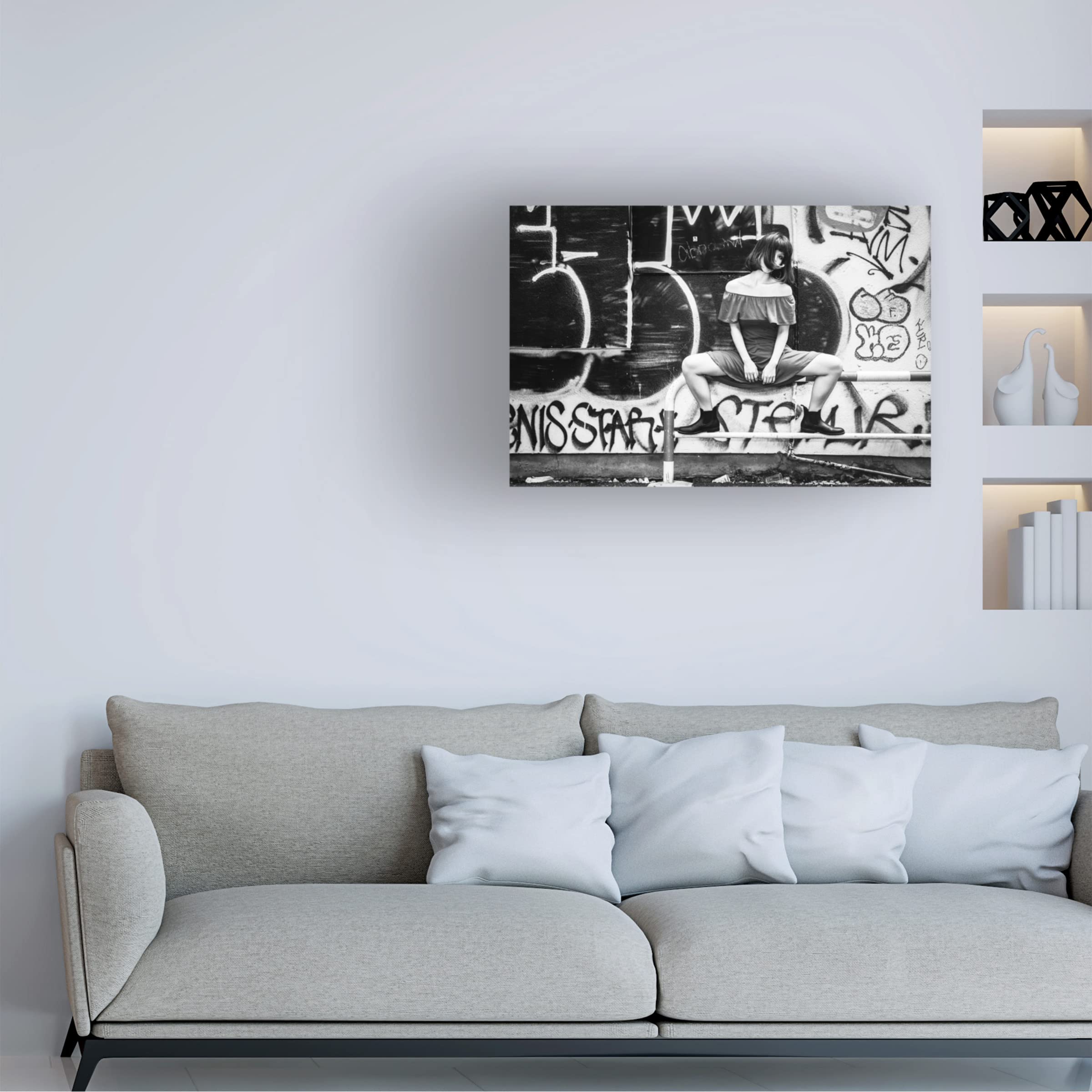 Trademark Fine Art 'Shibuya Street' Canvas Wall Art Print by Toru Matsunaga - Japanese Urban Landscape Painting for Living Room & Office Decor