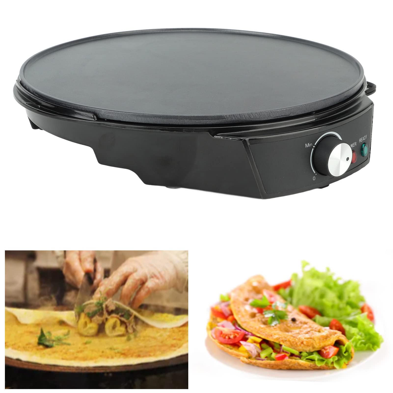 900W Electric Crepe Maker with Nonstick Surface, 30cm Adjustable Temperature Control - Perfect for Homemade Crepes, Tortillas, Pancakes & Breakfast Cooking