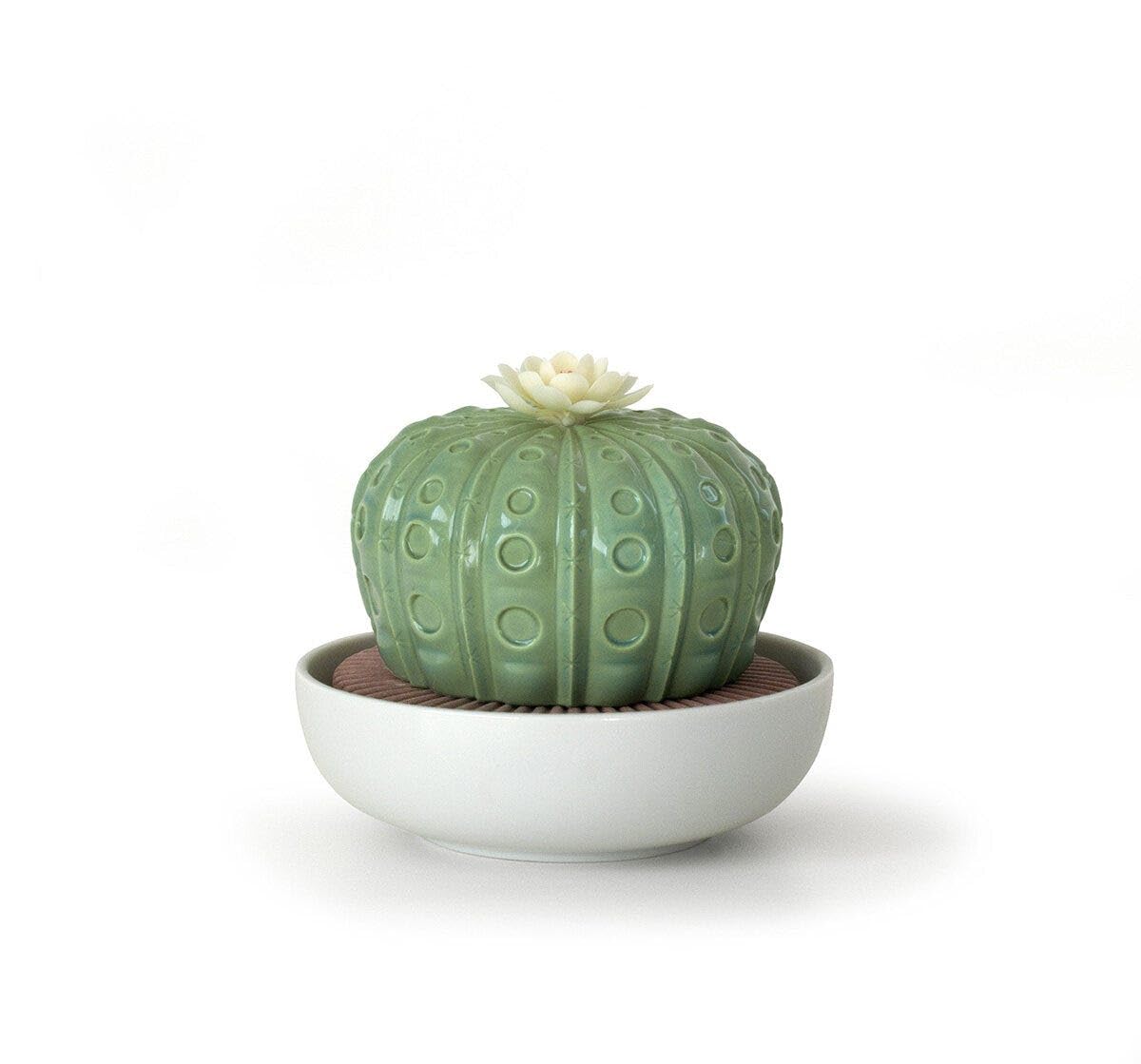 LLADRÓ Astrophytum Cactus Porcelain Aroma Diffuser with Tropical Blossoms Scent - Home Fragrance Decor for Living Room, Bedroom & Office