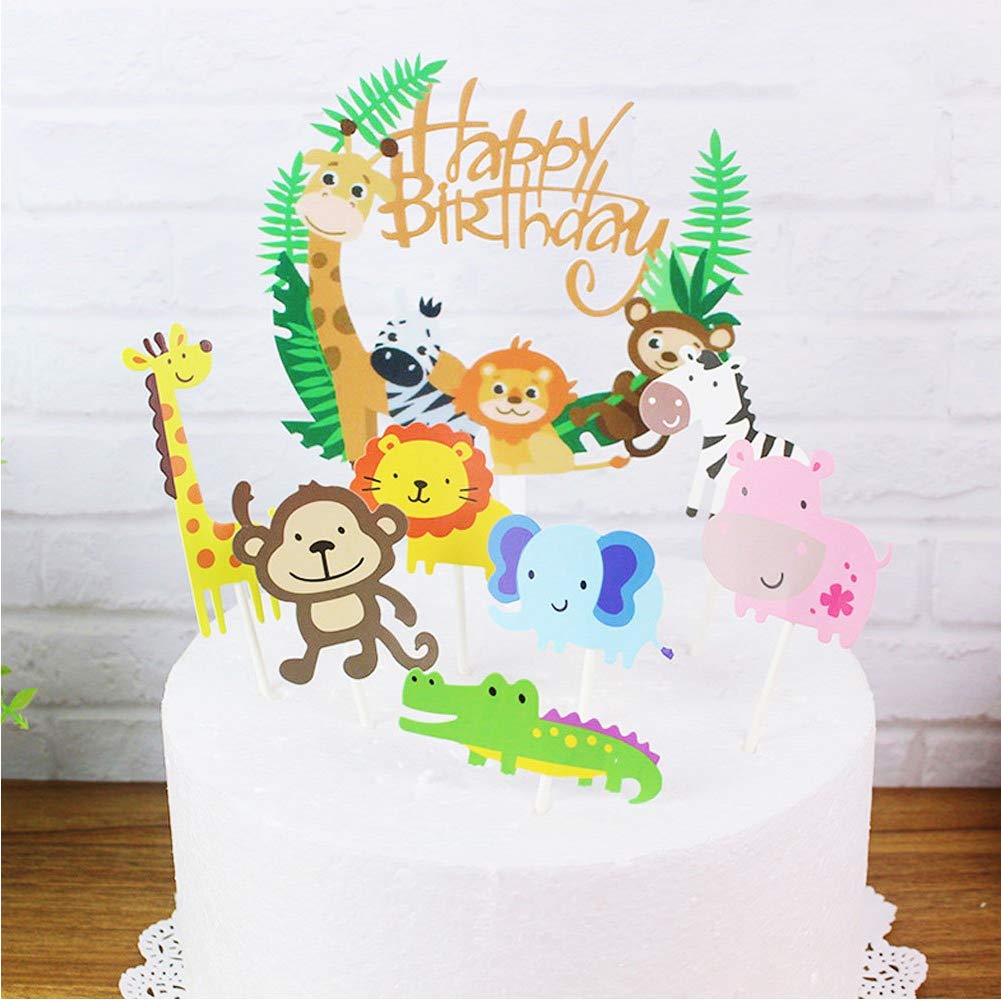 61 PCS Jungle Animal Birthday Party Decorations Set - Tiger & Giraffe Balloons, Cake Toppers - Perfect for Kids Birthday, Baby Shower, Christmas & Halloween Parties - Create Wild Jungle Theme for Weekend Banquets & Family Celebrations