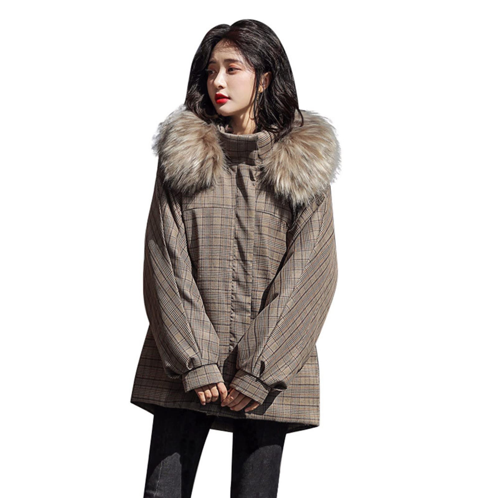 Women's Lightweight Winter Jacket - Warm Fleece Coat, Loose Fit, Cotton Blend, Black - Perfect for Outdoor Activities, Casual Wear & Cold Weather Fashion