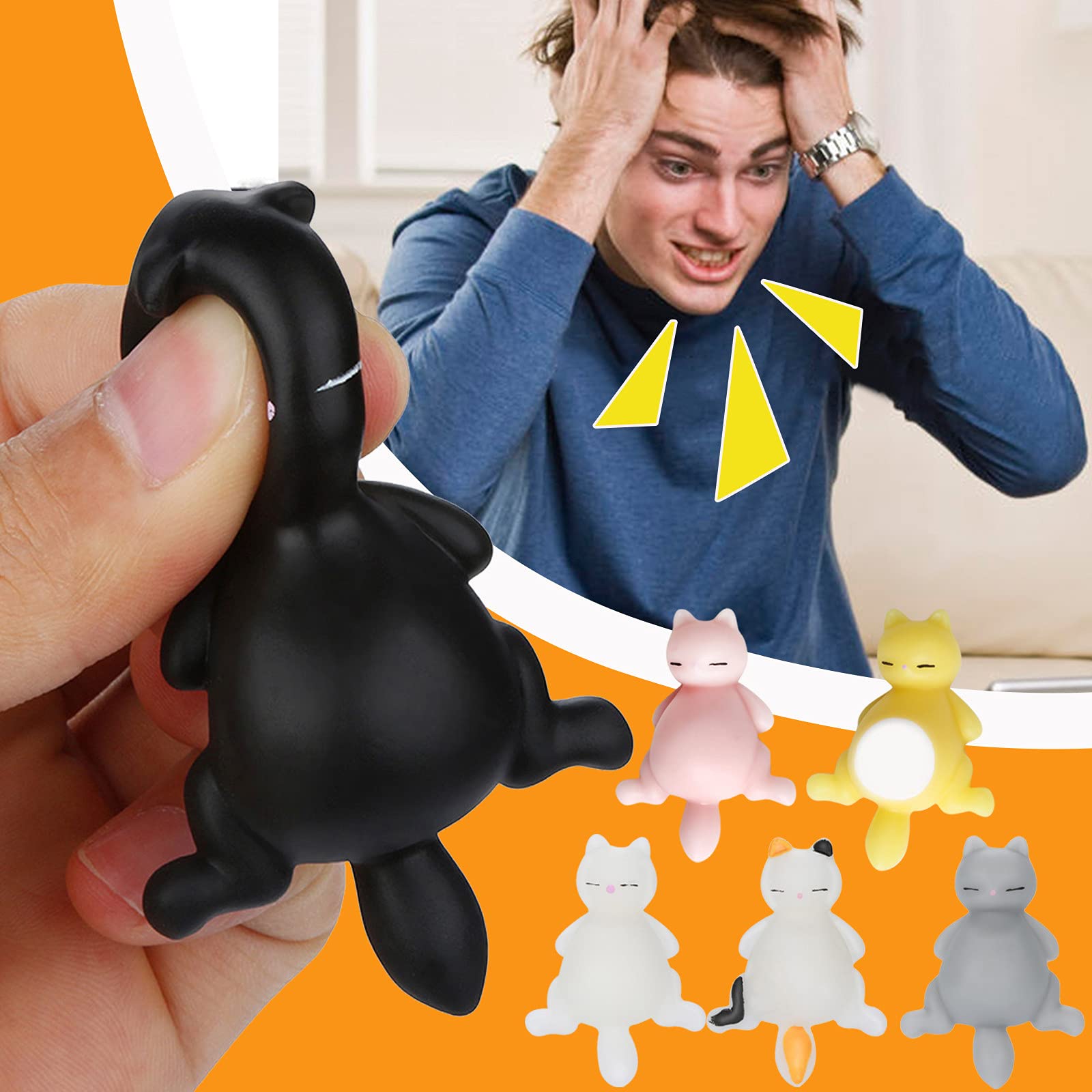 Celendi Mini Squishy Animal Stress Relief Toys - Kawaii Cat Squeeze Toys for Kids & Adults, Party Favors, Birthday Gifts, ADHD Autism Sensory Toys (Black) - Perfect for Classroom Rewards, Office Stress Relief & Sensory Play Therapy