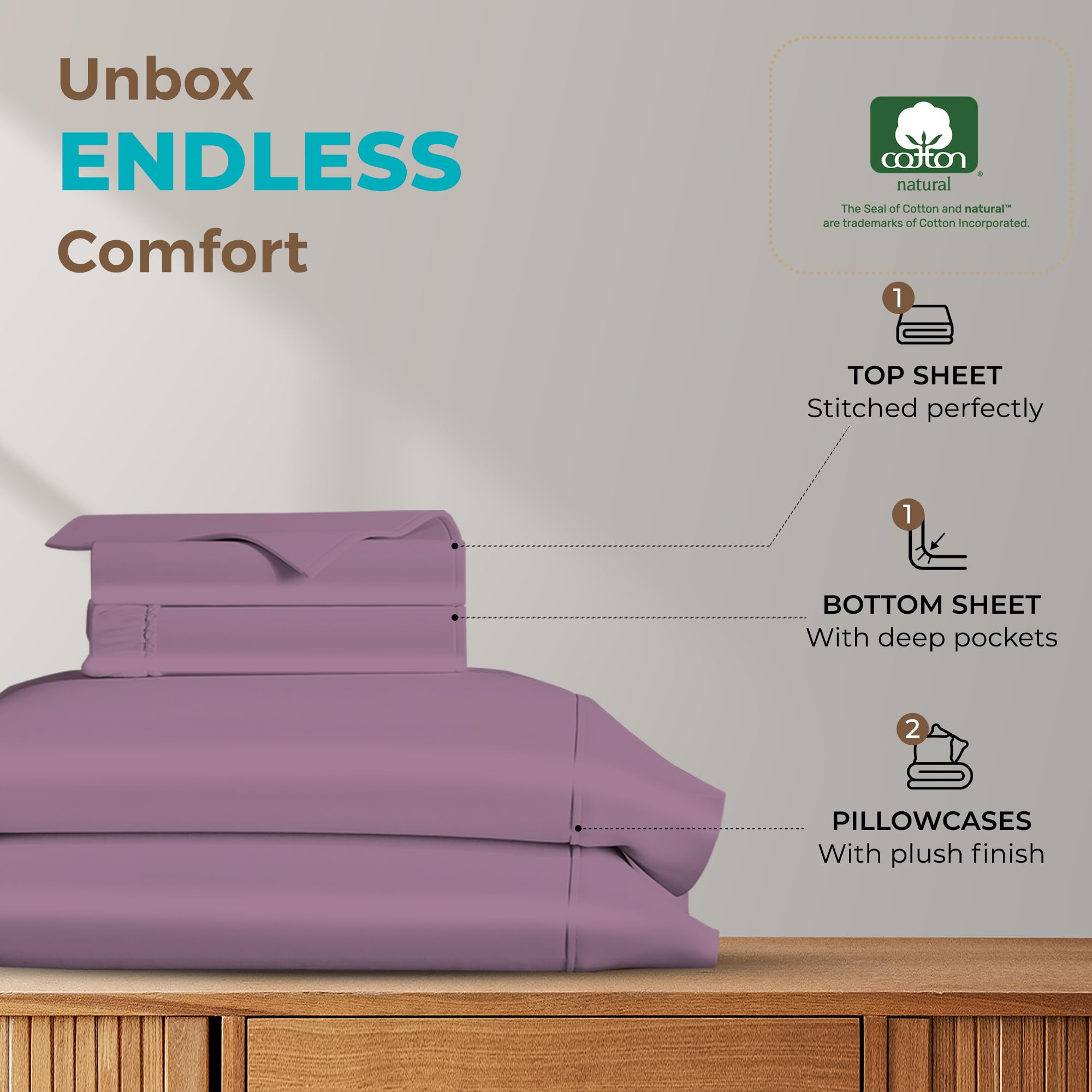 Premium 100% Egyptian Cotton California King Sheets - 800 Thread Count Luxury 4-Piece Bedding Set with 16