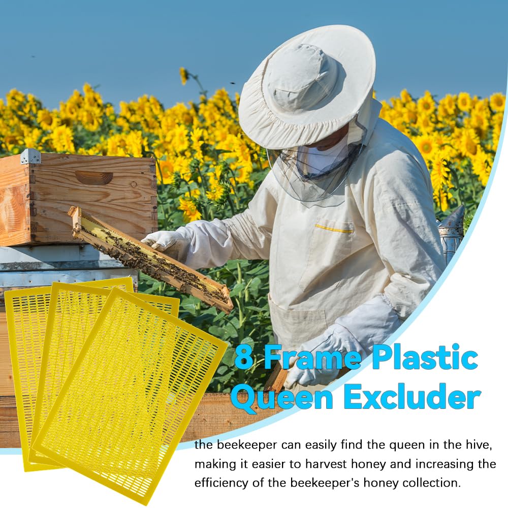 3 Pack - 8 Frame Plastic Queen Excluder for Bee Hives | Durable Beekeeping Tool to Separate Queen from Honey Supers | Perfect for Honey Production & Hive Management