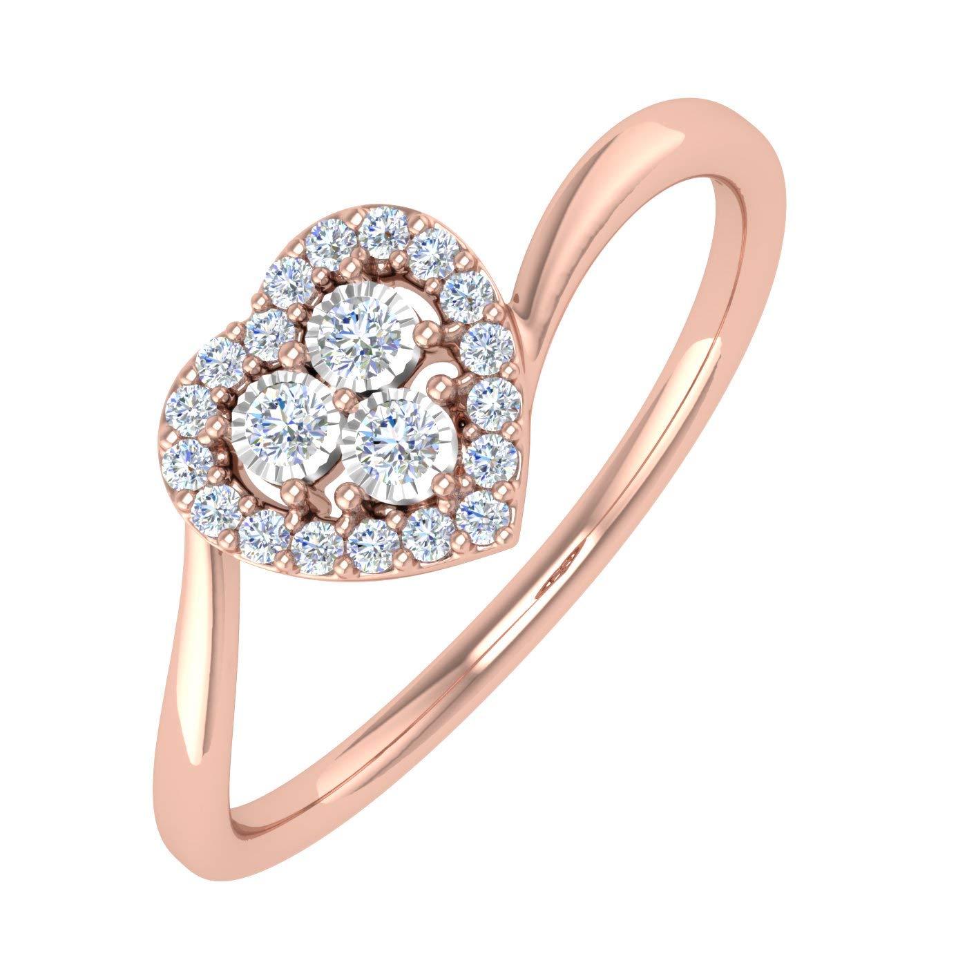 1/10 Carat Heart Shaped Diamond Ring in 10K Solid Gold - IGI Certified for Women, Valentine's Day Gift, Anniversary Jewelry, Romantic Proposal Present