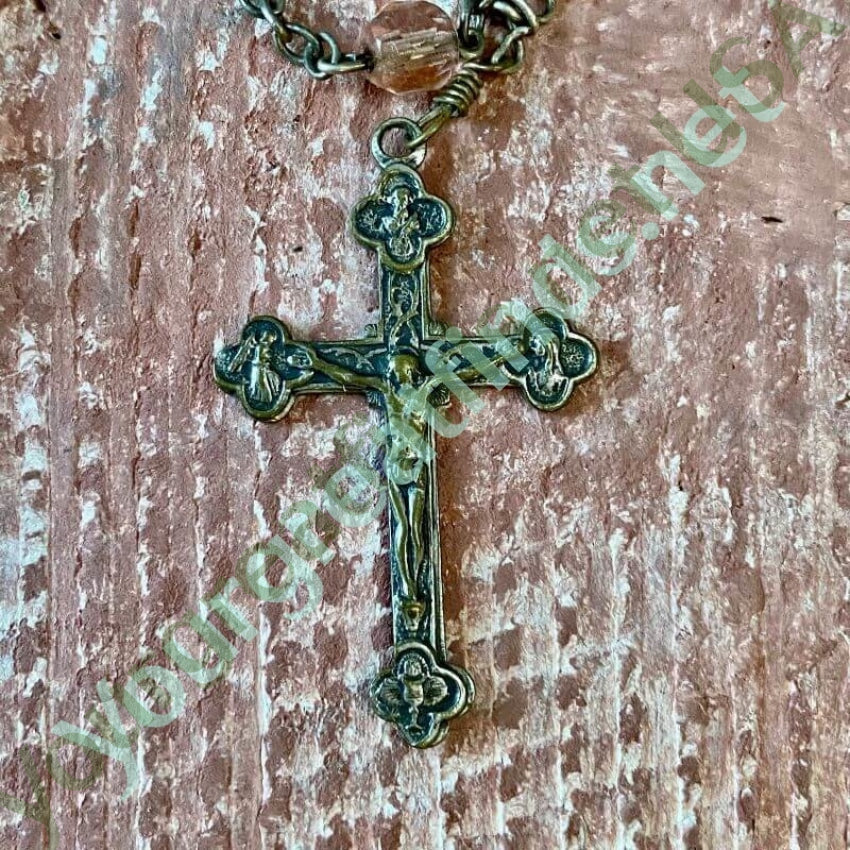 Vintage Sterling Silver Rosary Necklace with Blush Pink Glass Beads - Perfect for Prayer, Meditation & Catholic Gifts