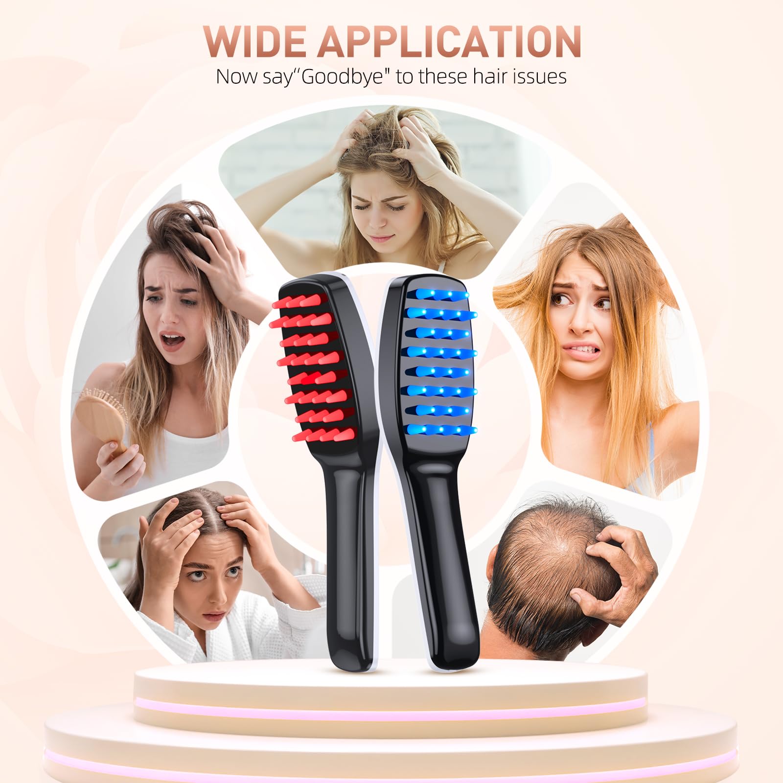Professional Laser Hair Growth Comb - Electric Scalp Massager for Thinning Hair Treatment & Hair Regrowth | No LEDs | Intensive Hair Brush for Men & Women | Perfect for Home Use & Salon Treatments
