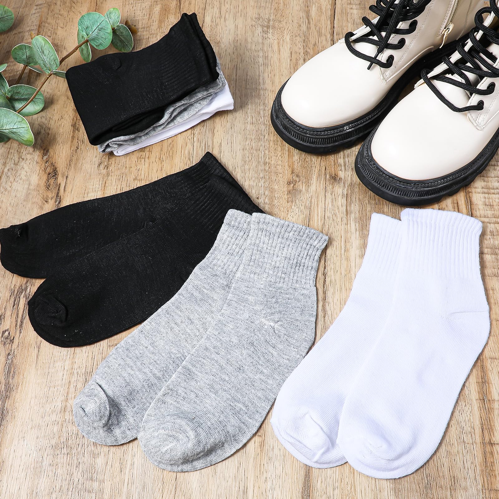 60 Pairs Men's Quarter Ankle Socks - Moisture Wicking Athletic Crew Socks for Running, Gym & Casual Wear - Breathable Unisex Socks for Men & Women (Black, White, Grey) - Perfect for Sports, Workouts & Everyday Comfort