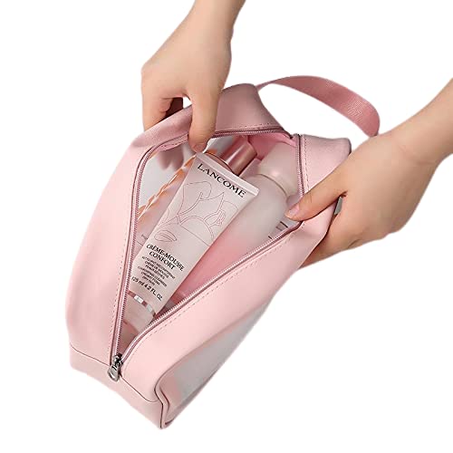 Trexee Waterproof Cosmetic Organizer Bag for Travel - Light Pink Toiletry Storage Kit for Women & Girls | Perfect for Makeup Brushes, Skincare Products & Travel Essentials