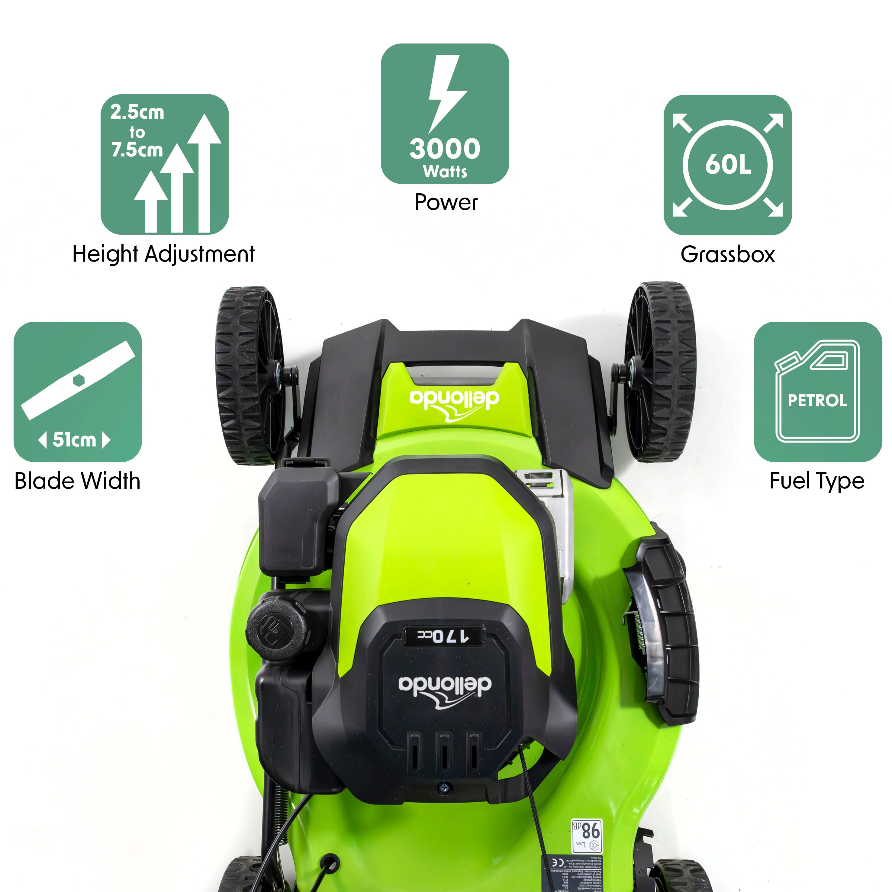 170cc 20-Inch Self-Propelled Gas Lawn Mower - 4-Stroke DG102 for Medium to Large Yards | Perfect for Residential Lawn Care & Landscaping