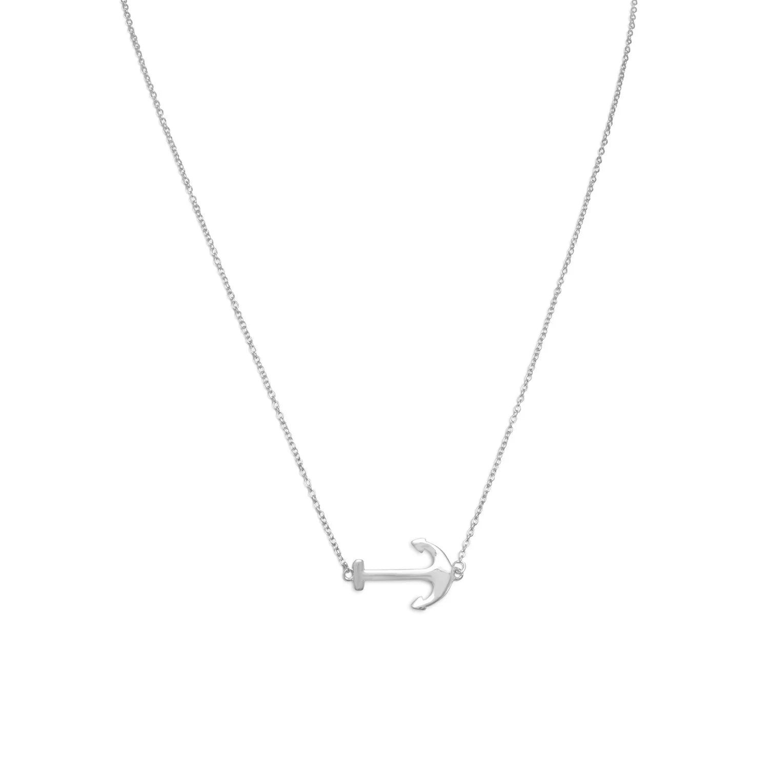 Sterling Silver Sideways Anchor Necklace for Women - Dainty Minimalist Jewelry - Perfect for Layering, Everyday Wear & Gifts