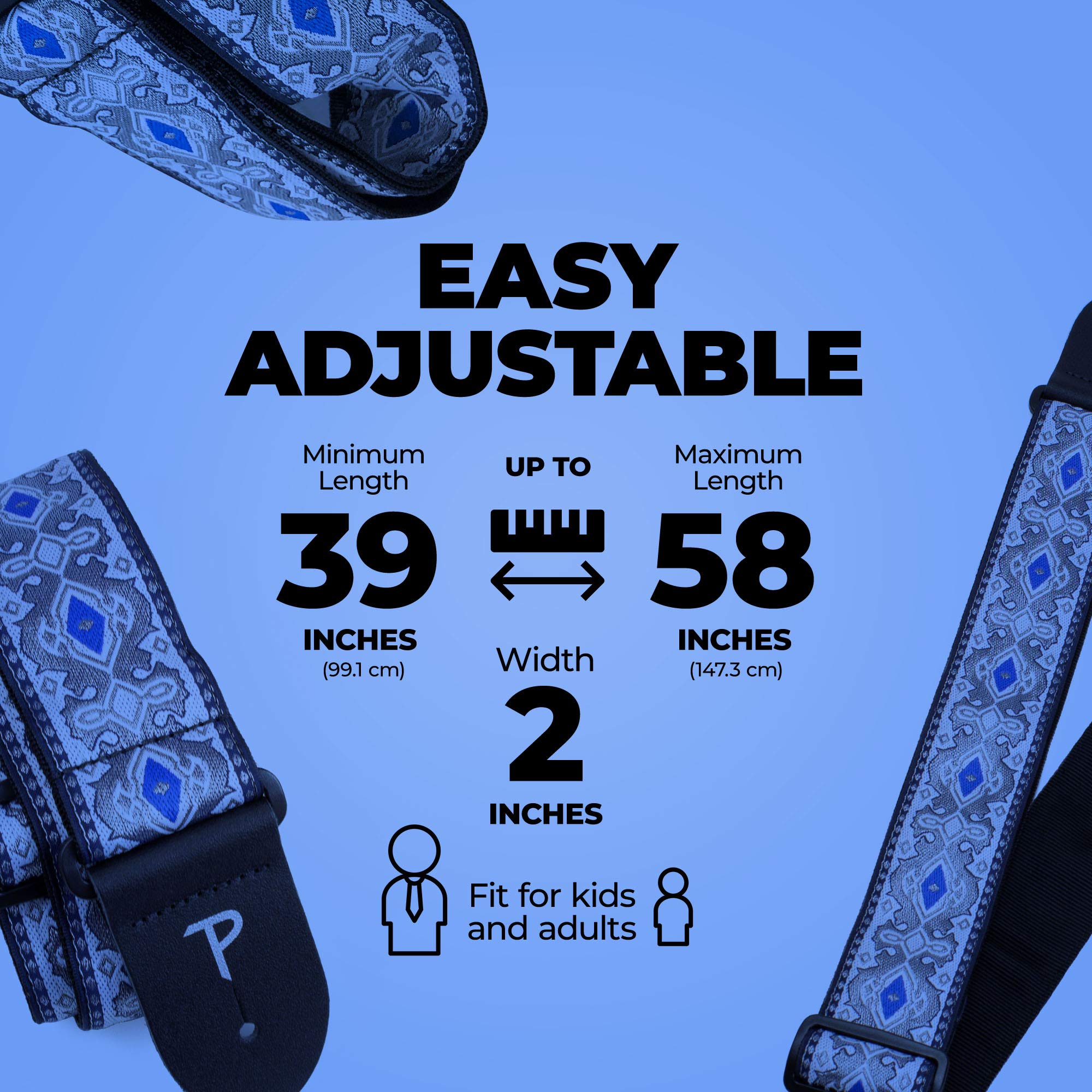 Premium Adjustable Jacquard Guitar Strap for Acoustic, Bass & Electric Guitars - Handcrafted in Canada - Perfect for Live Performances, Studio Sessions & Music Practice