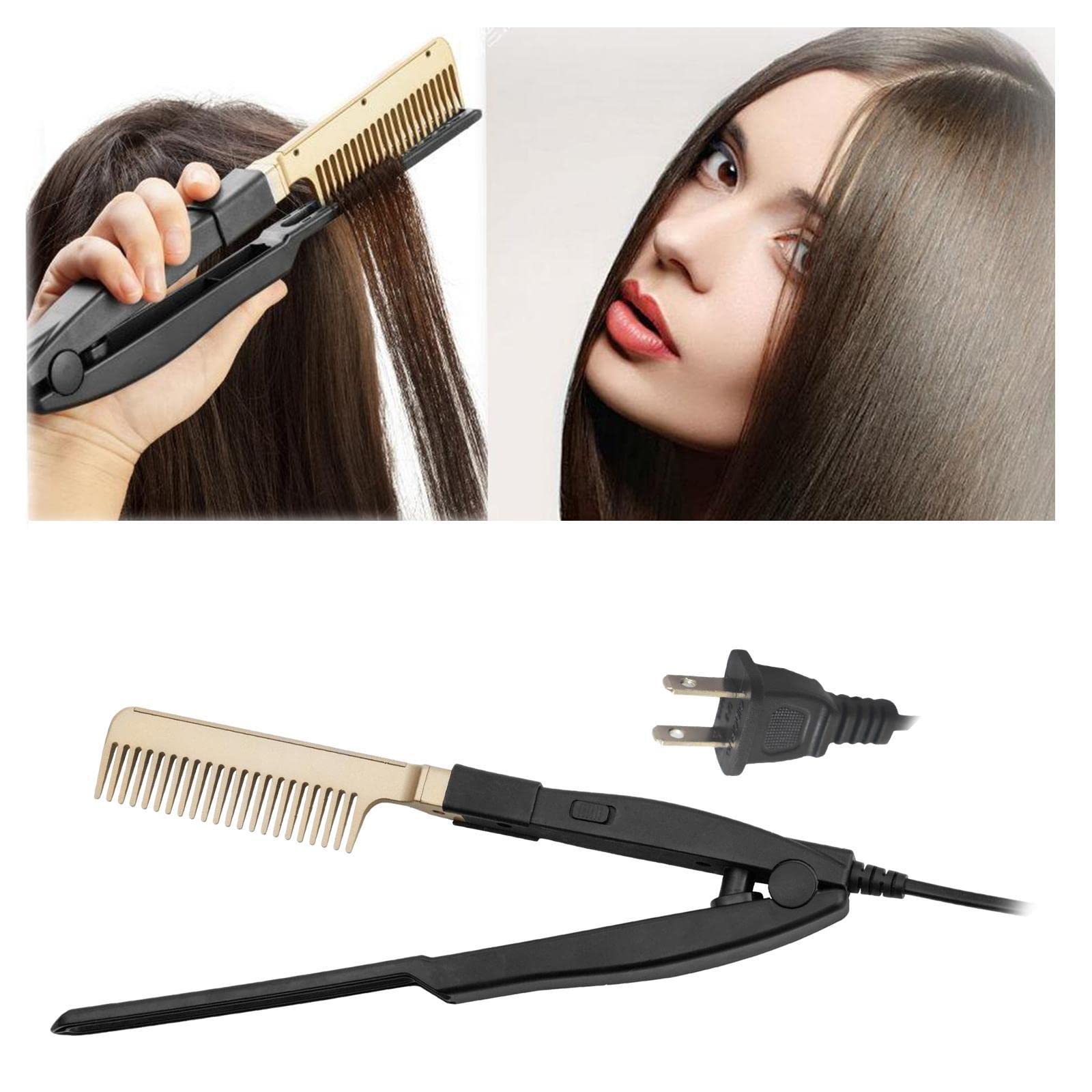Portable Electric Hair Straightener Brush - Fast Heating Wet & Dry Hair Styling Tool for Smooth & Shiny Hair | Perfect for Travel, Home & Salon Use