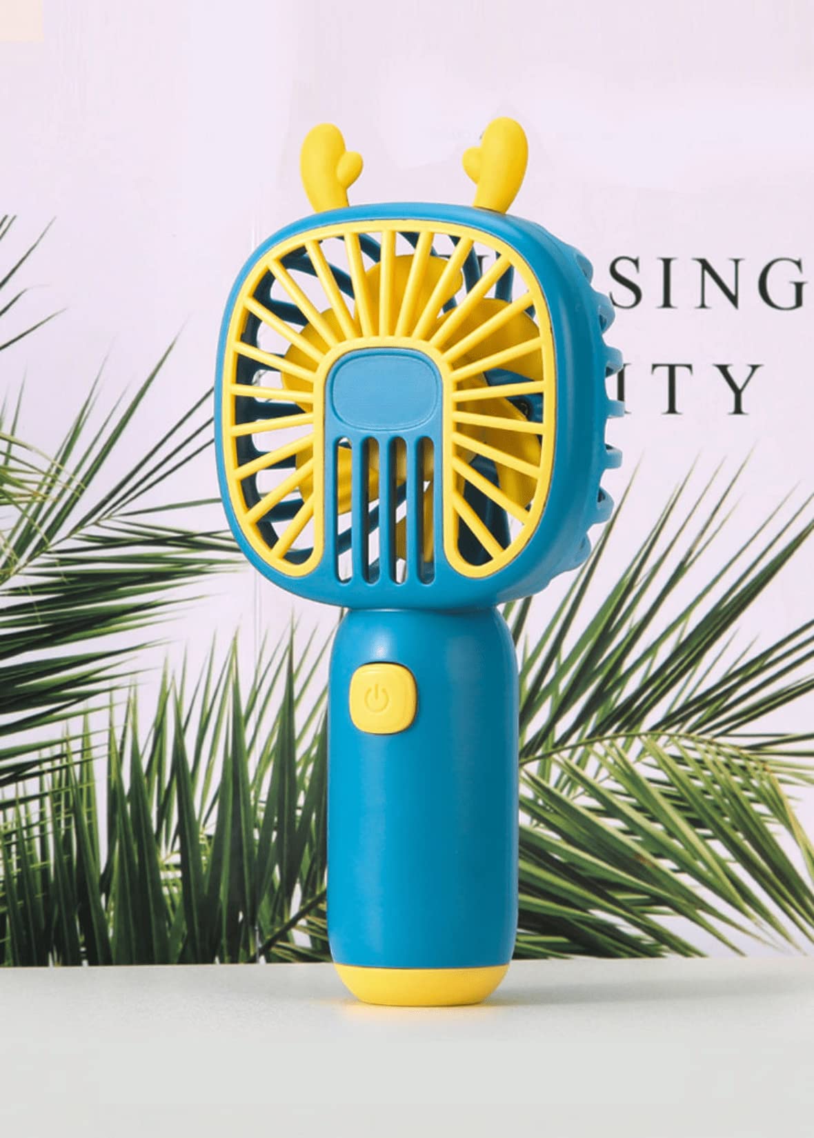 Cute Mini Handheld Personal Fan - USB Rechargeable Portable Fan for Summer Cooling - Battery Operated Pocket Fan for Kids, Teens, School, Office & Outdoor Travel - Perfect for Hot Weather, Beach, Camping & Daily Use (Cat Ear Design, Blue)