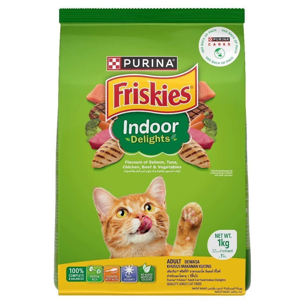 Friskies Cat Dry Food - Meaty Grills & Seafood Flavor, 1kg & 2.5kg Bags - Nutritious Indoor Cat Food for Daily Meals & Treats - Perfect for Adult Cats & Kittens