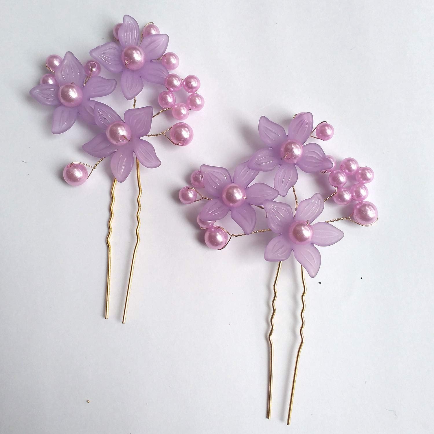 SIYAA Purple Metal Pearl Bridal Hair Pins for Women - Elegant Wedding Hair Jewelry Accessories (Pack of 2) - Perfect for Bridal Showers, Weddings & Special Occasions