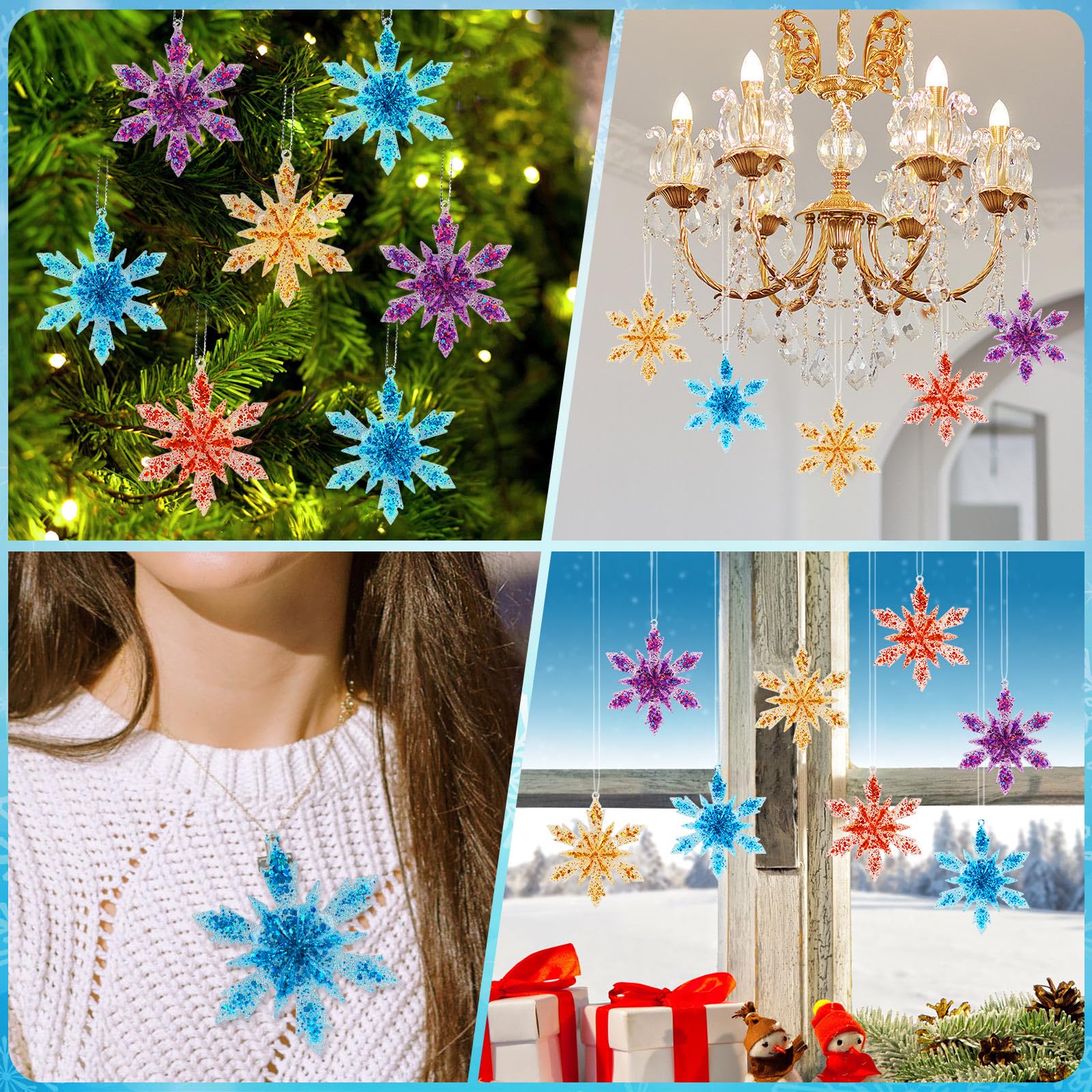 4 Pcs Christmas Snowflake Resin Molds - Silicone 3D Snowflake Molds for DIY Ornaments, Tree Pendants & Holiday Crafts | Perfect for Christmas Decorations, Gift Making & Festive DIY Projects