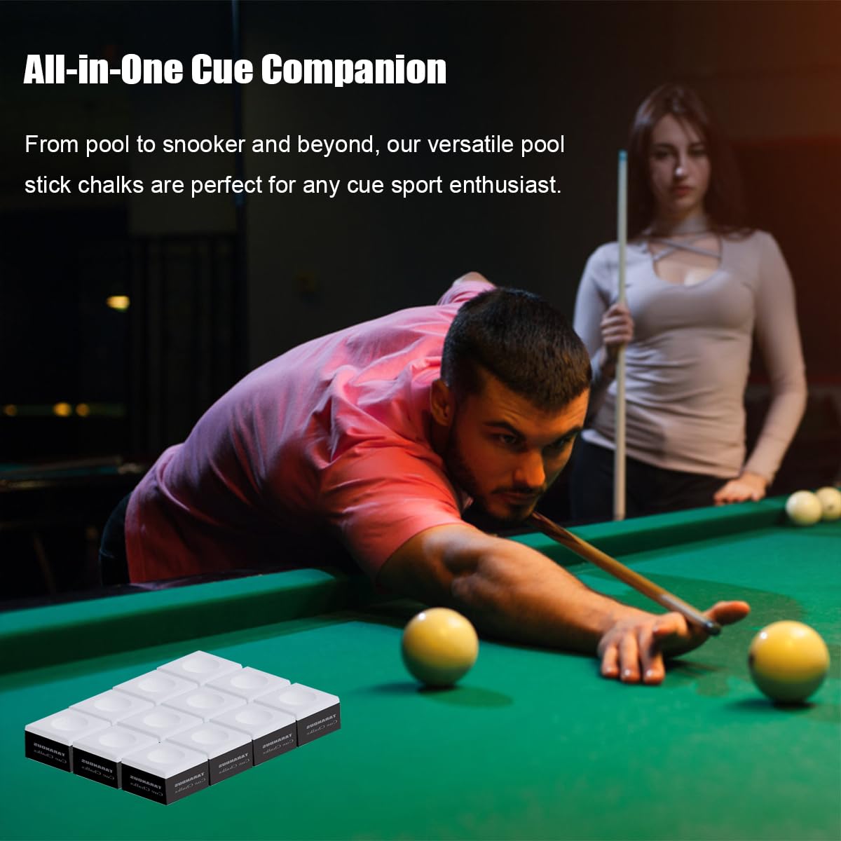 Premium Billiard Cue Chalk 12-Pack - Blue Pool Table Accessories for Professional & Home Use - Tournament-Grade Cue Tip Chalk (4 Color Options) - Perfect for Bars, Game Rooms & Competitive Play