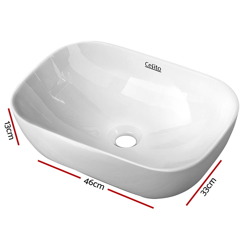 White Ceramic Above Counter Bathroom Sink Vanity - Modern Hand Wash Basin for Bathroom & Powder Room Decor