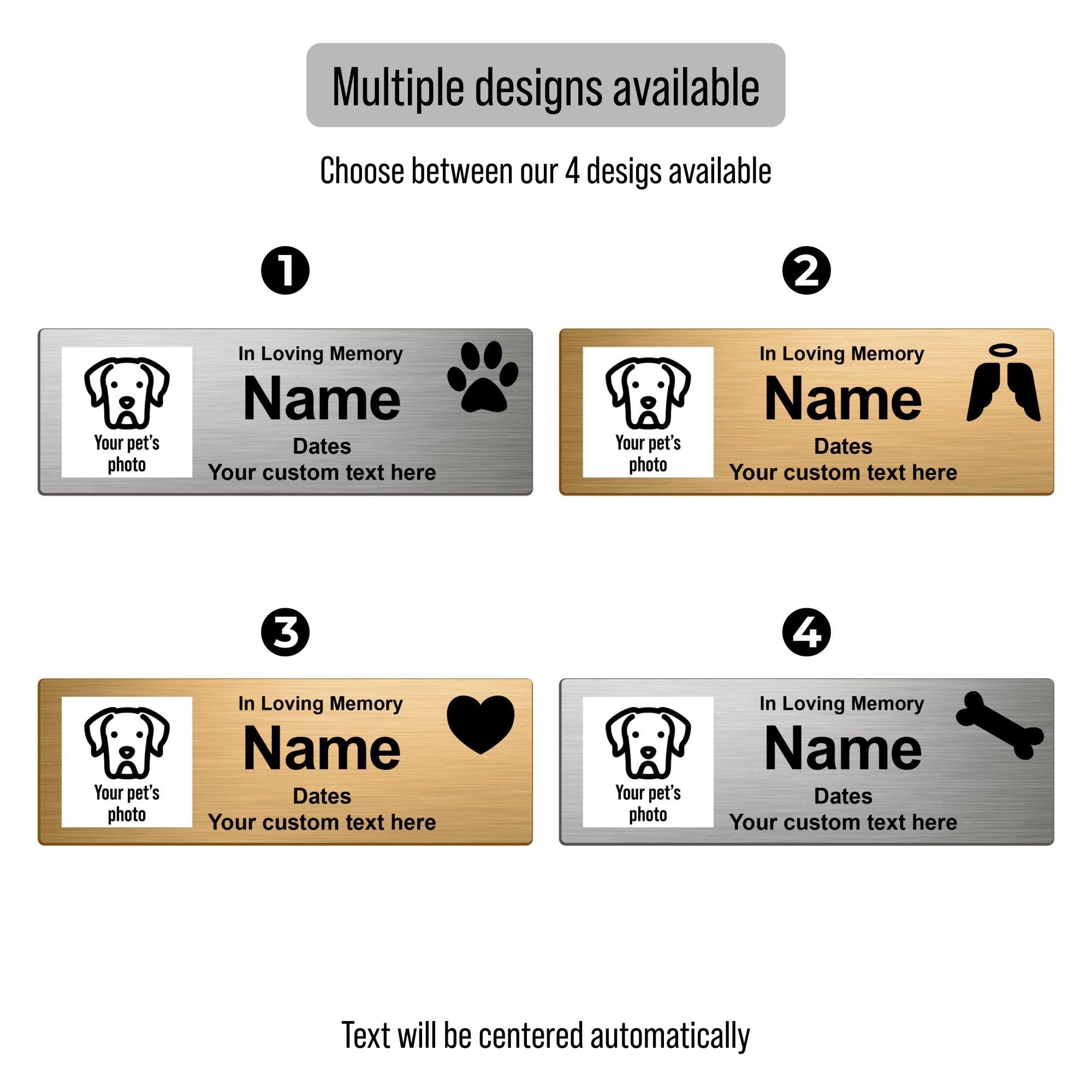 Personalized Stainless Steel Pet Memorial Nameplate - Custom Engraved Text & Photo for Urns & Ashes Boxes with Adhesive Backing | Perfect for Pet Remembrance, Memorial Gifts & Keepsakes