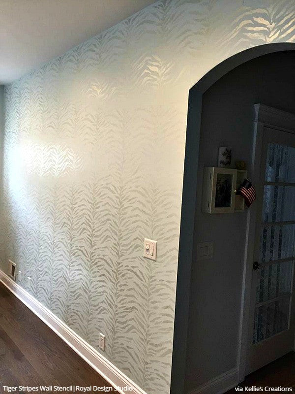 Tiger Stripes Allover Wall Stencil - Reusable DIY Painting Template for Jungle, Safari & Kids Room Decor - Perfect for Home, Nursery & Accent Walls