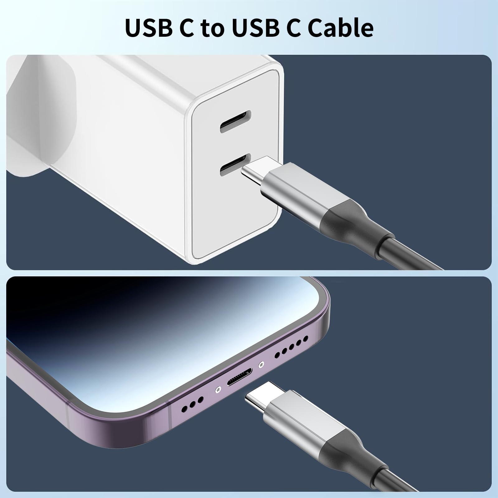 2 Pack Coiled USB C to USB C Cable - 60W PD Fast Charging & Data Transfer - Compatible with iPhone 15 Pro Max, Samsung Galaxy, OnePlus, Huawei Mate, Apple CarPlay - Perfect for Car Charging & Mobile Device Connectivity