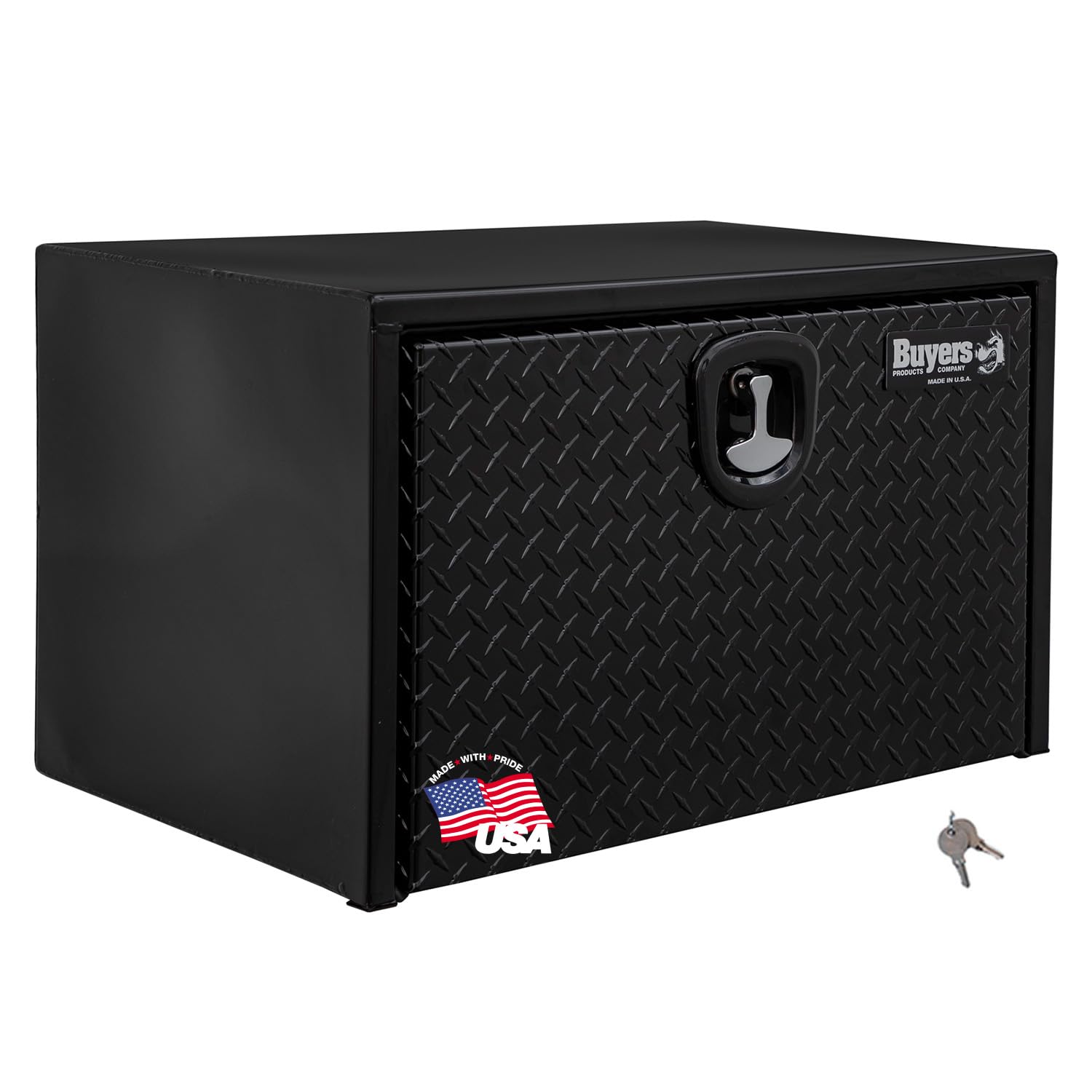 **Buyers Products 1702503 Black Steel Truck Tool Box with Aluminum Diamond Tread Door - 18 x 18 x 30 Inch - Heavy-Duty Storage for Contractors & DIY - Made in USA - Perfect for Job Sites, Garage Organization & Truck Storage**
