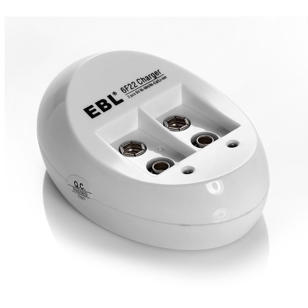 EBL 2 Bay Smart 9V Battery Charger for Rechargeable NiMH Batteries - Fast Charging with LED Display - Perfect for Smoke Detectors, Guitar Pedals & Medical Devices