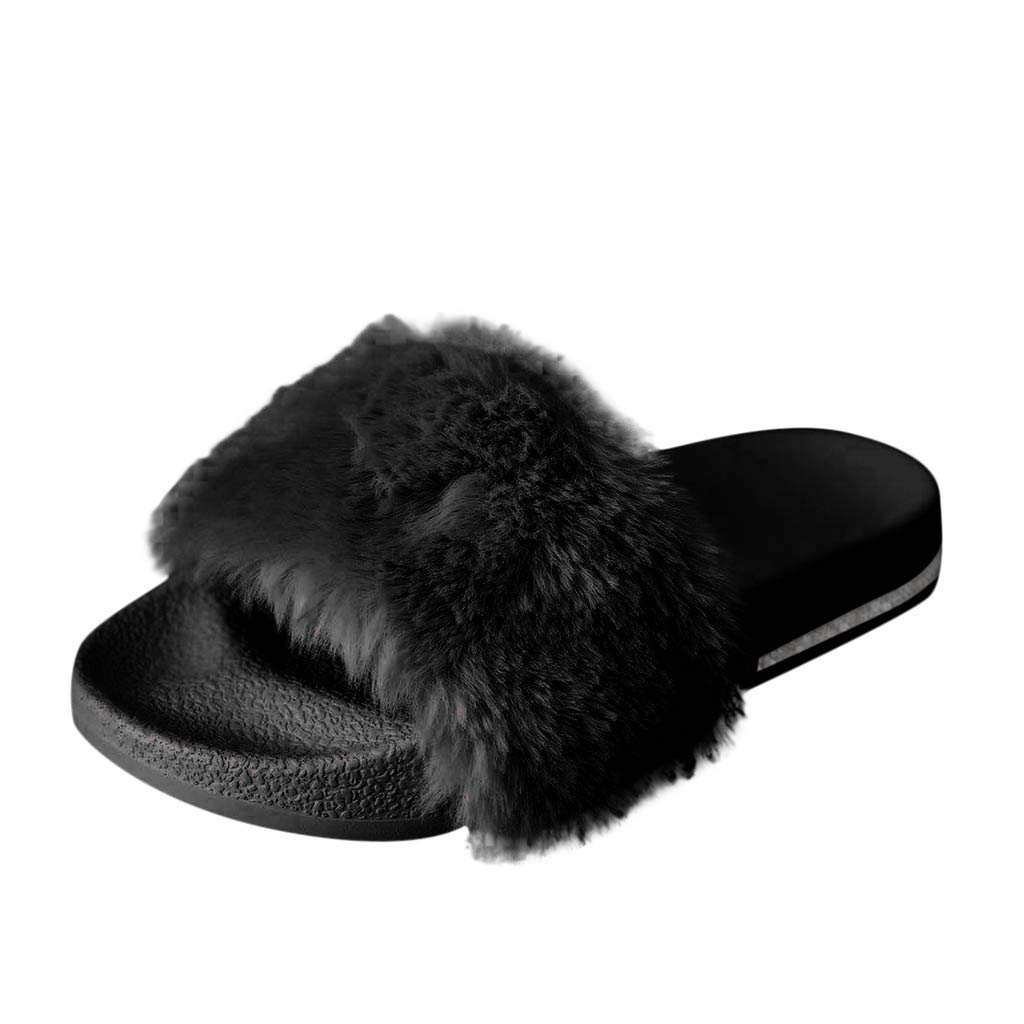 Gibobby Women's Open Toe House Slippers - Fuzzy Faux Fur Memory Foam Indoor Sandals for Christmas & Winter Comfort - Perfect for Relaxing at Home, Gift for Her