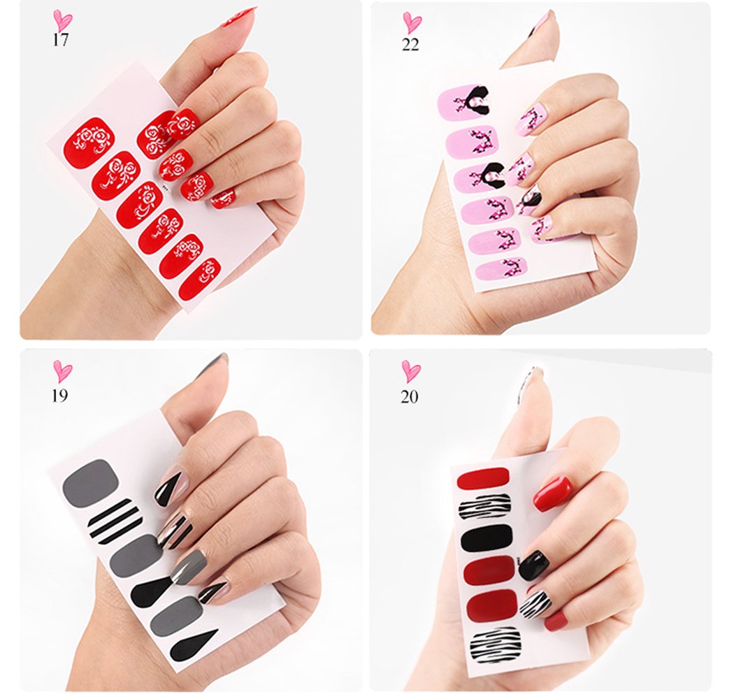 Colorful Nail Art Stickers & Decals - 20 Sheets for False Nails, Manicure Designs | Perfect for DIY Nails, Salon Use, Parties & Special Occasions