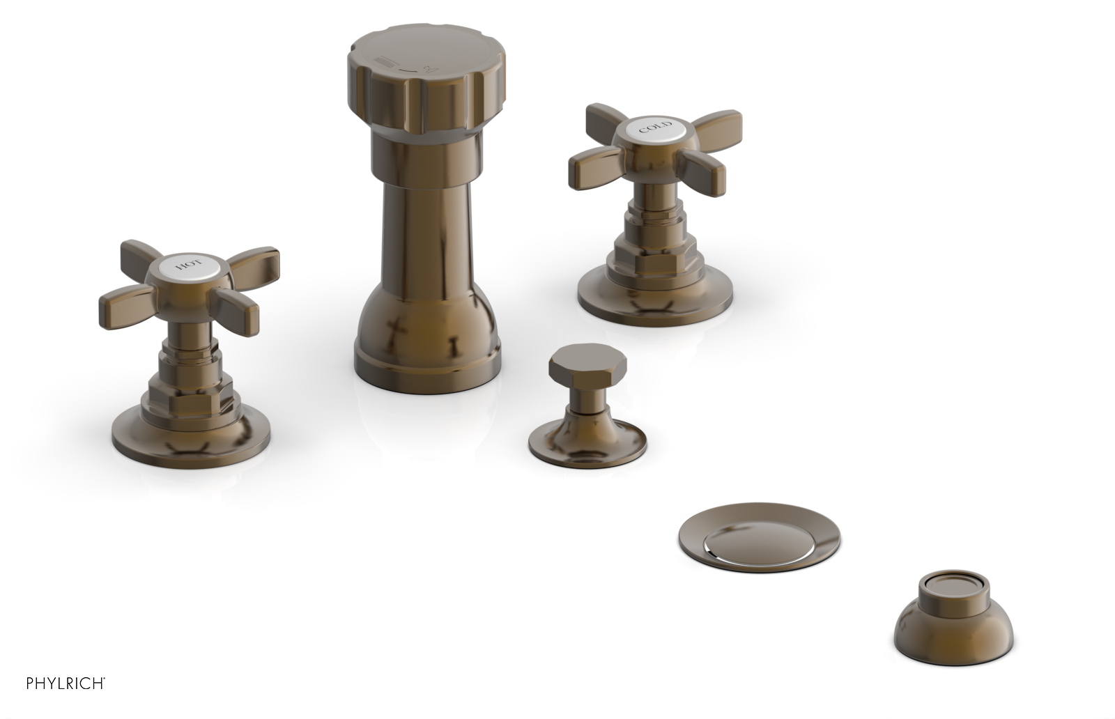 Jamestown 4-Hole Bidet Faucet Set with Cross Handles - 165 60 - Perfect for Bathroom Renovation & Modern Toilet Upgrades