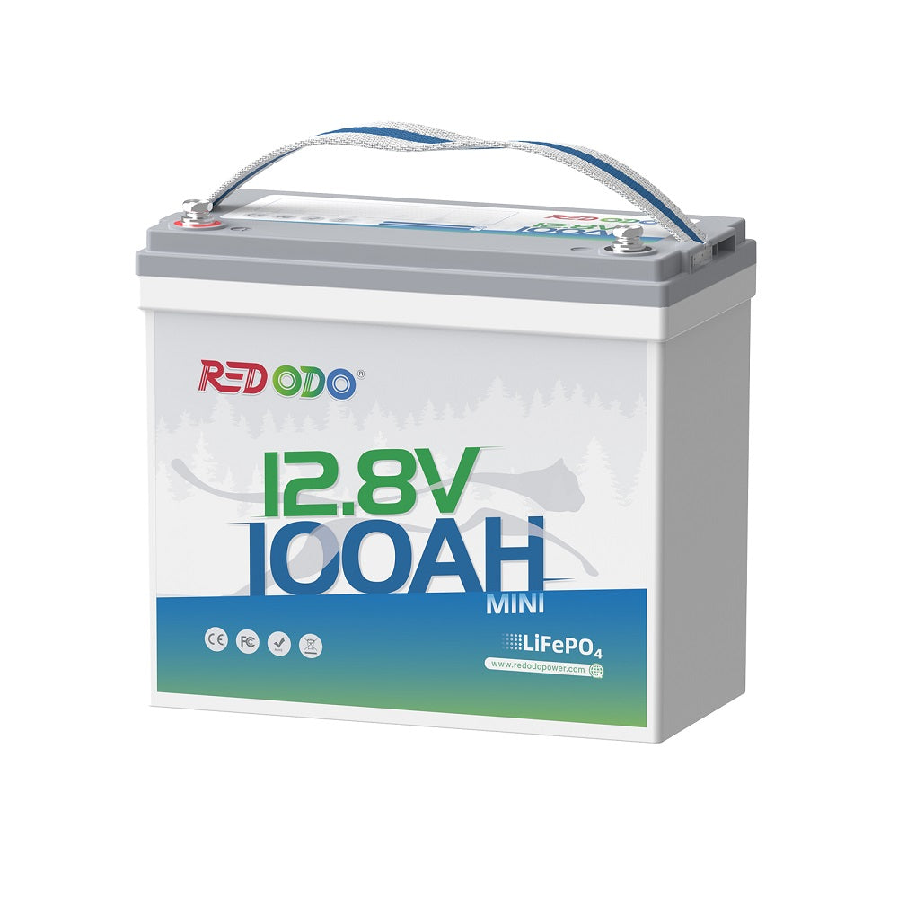 Redodo 12V 100Ah Mini Lithium LiFePO4 Battery - Smallest & Lightweight Deep Cycle Battery for RV, Boat, Solar System | Perfect for Trolling Motors, Off-Grid Power & Marine Applications
